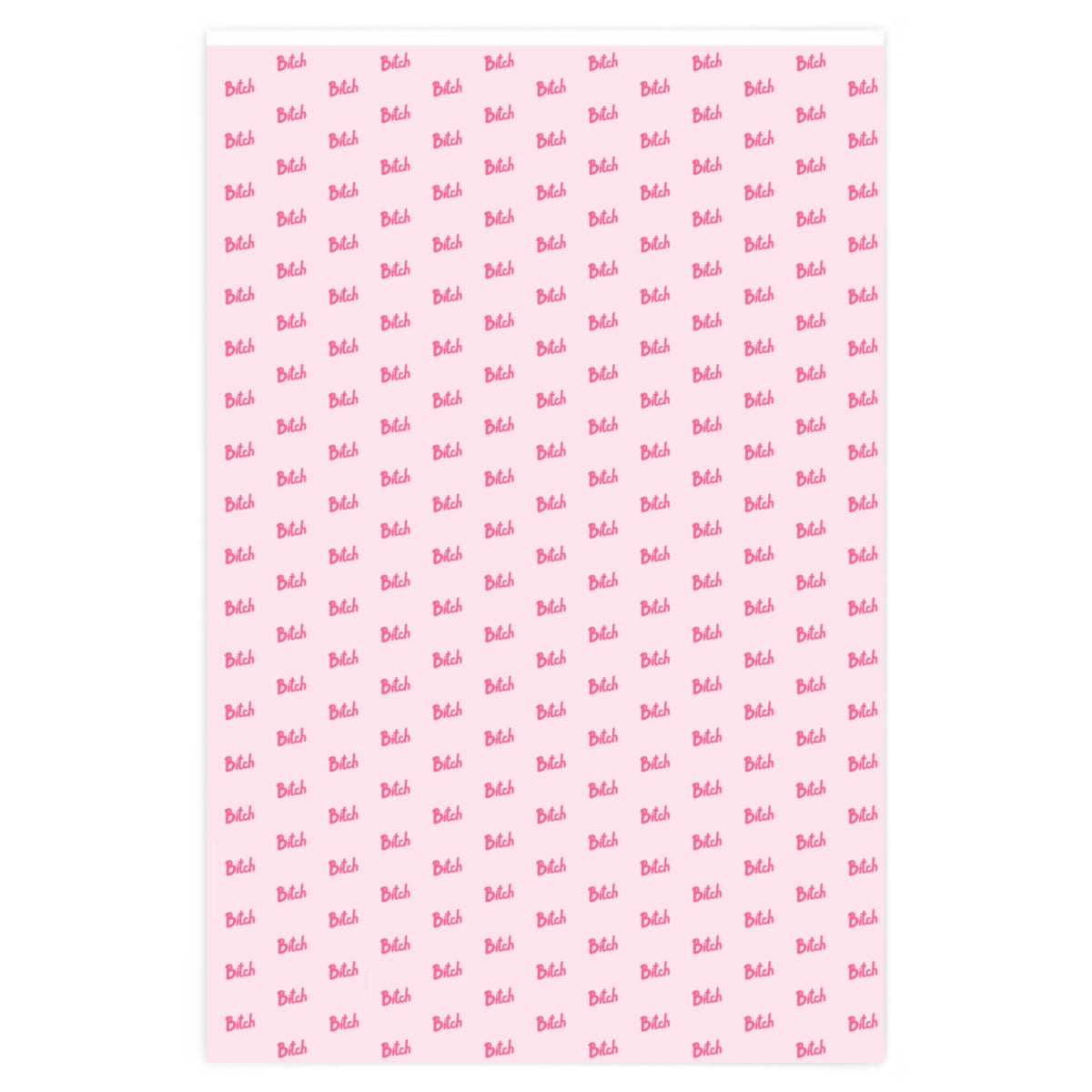 Vibrant pink Bitch Wrapping Paper featuring humorous design, rolled up and ready for gift wrapping.