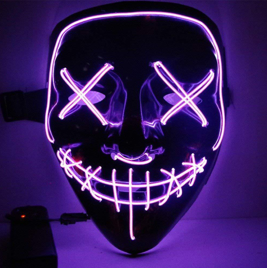 Black V Halloween Horror Glowing Mask with vibrant colors and glowing features, perfect for Halloween celebrations.