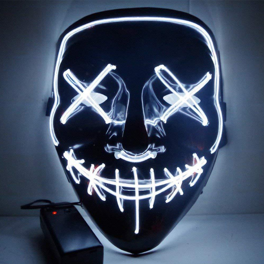 Black V Halloween Horror Glowing Mask with vibrant colors and glowing features, perfect for Halloween celebrations.