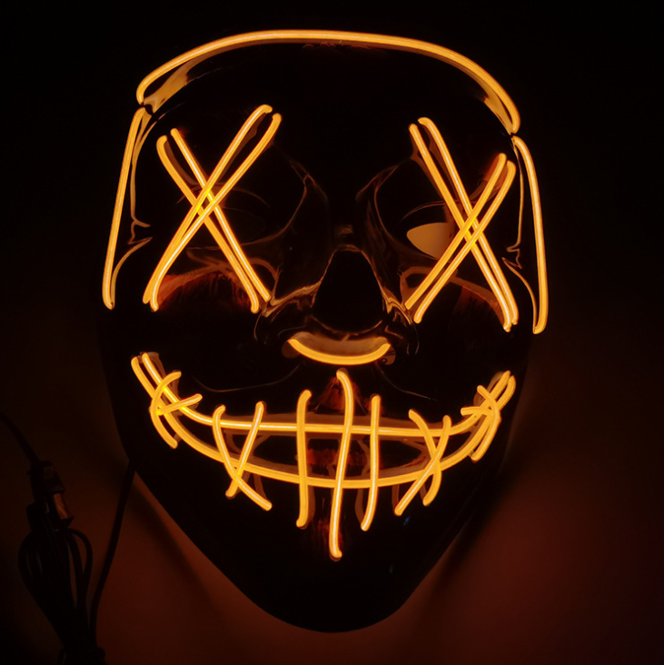 Black V Halloween Horror Glowing Mask with vibrant colors and glowing features, perfect for Halloween celebrations.