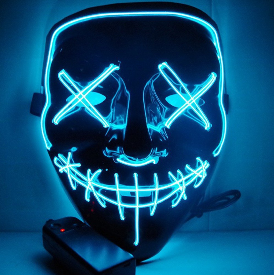 Black V Halloween Horror Glowing Mask with vibrant colors and glowing features, perfect for Halloween celebrations.