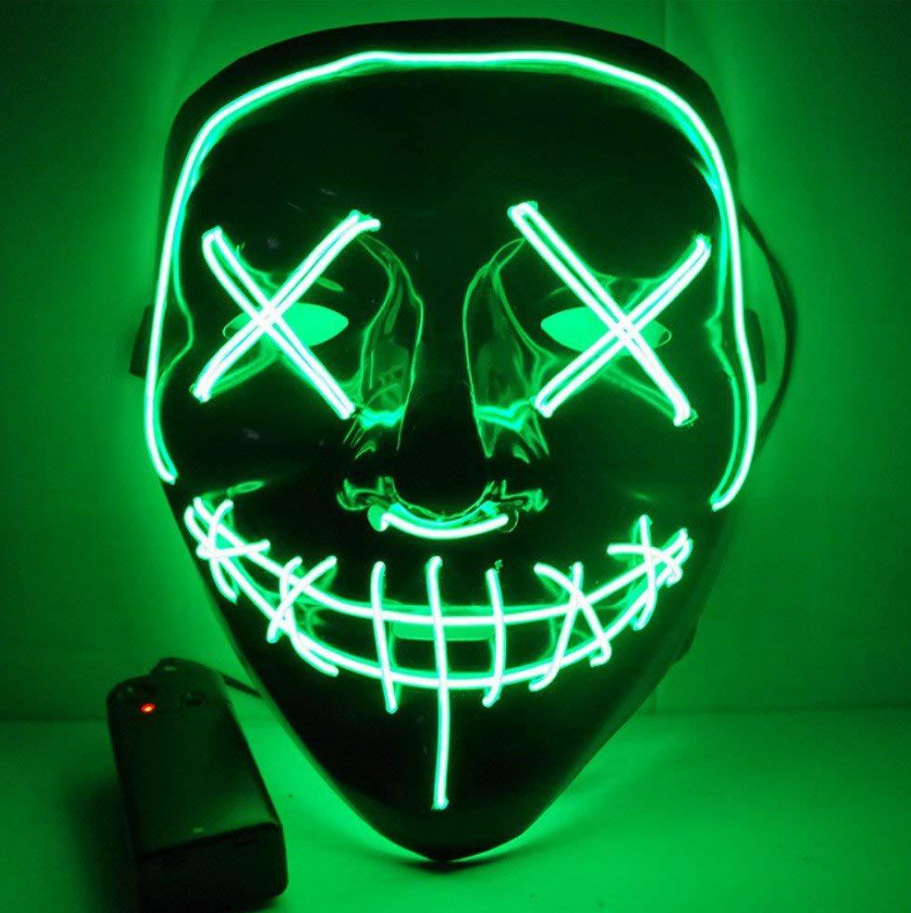 Black V Halloween Horror Glowing Mask with vibrant colors and glowing features, perfect for Halloween celebrations.