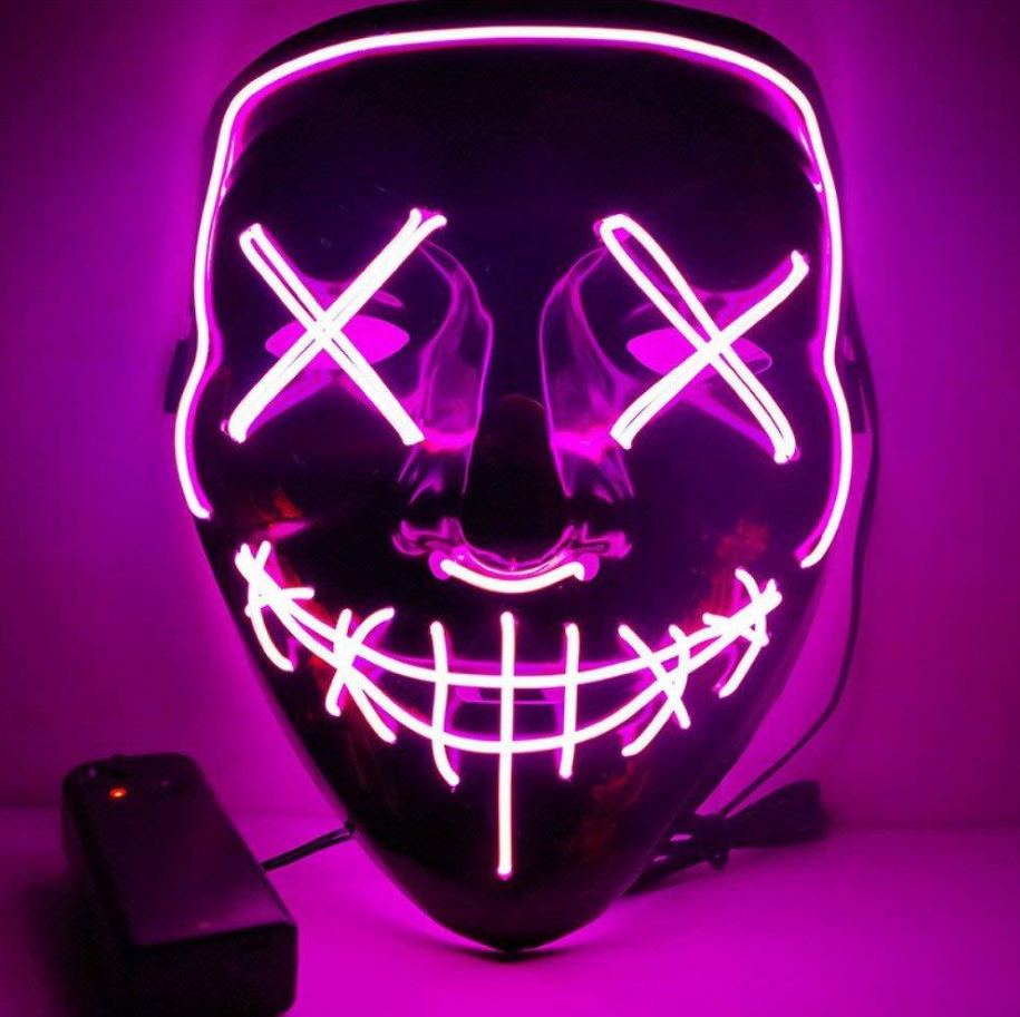 Black V Halloween Horror Glowing Mask with vibrant colors and glowing features, perfect for Halloween celebrations.