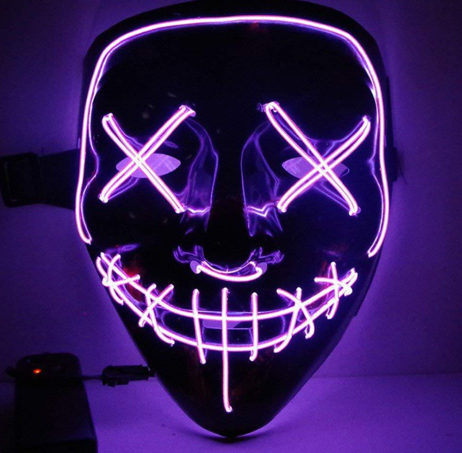 Black V Halloween Horror Glowing Mask with vibrant colors and glowing features, perfect for Halloween celebrations.