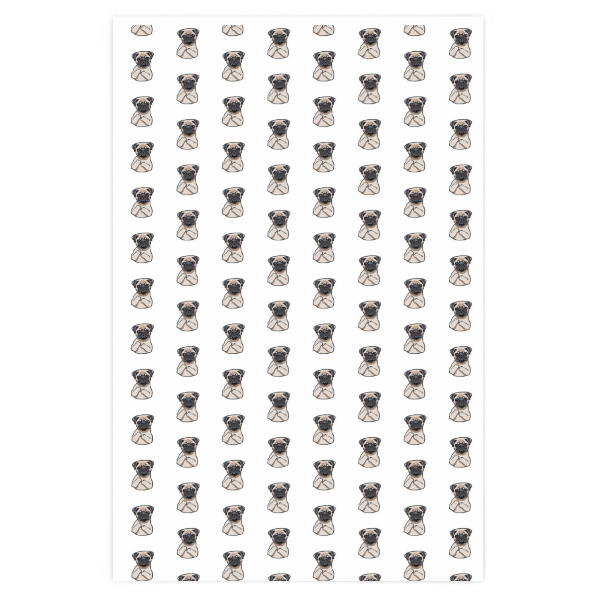 Flipping Off Pug Wrapping Paper featuring playful pug design, printed on premium gloss paper, ideal for gift wrapping.