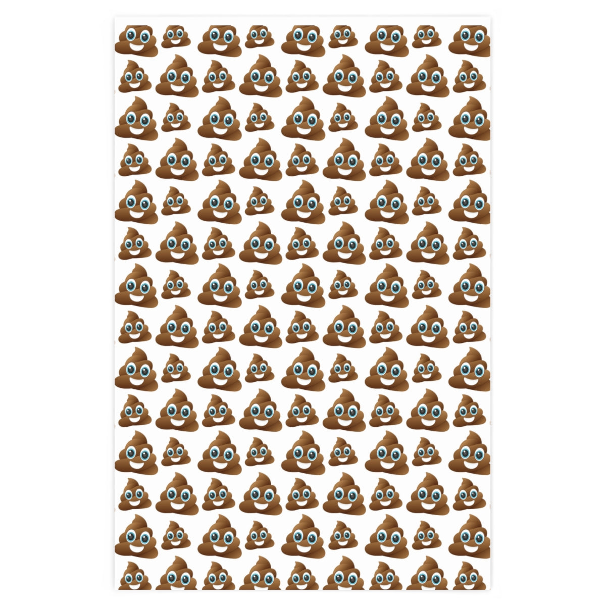 Funny Emoji Poop Wrapping Paper featuring vibrant colors and humorous design, rolled up and ready for gift wrapping.