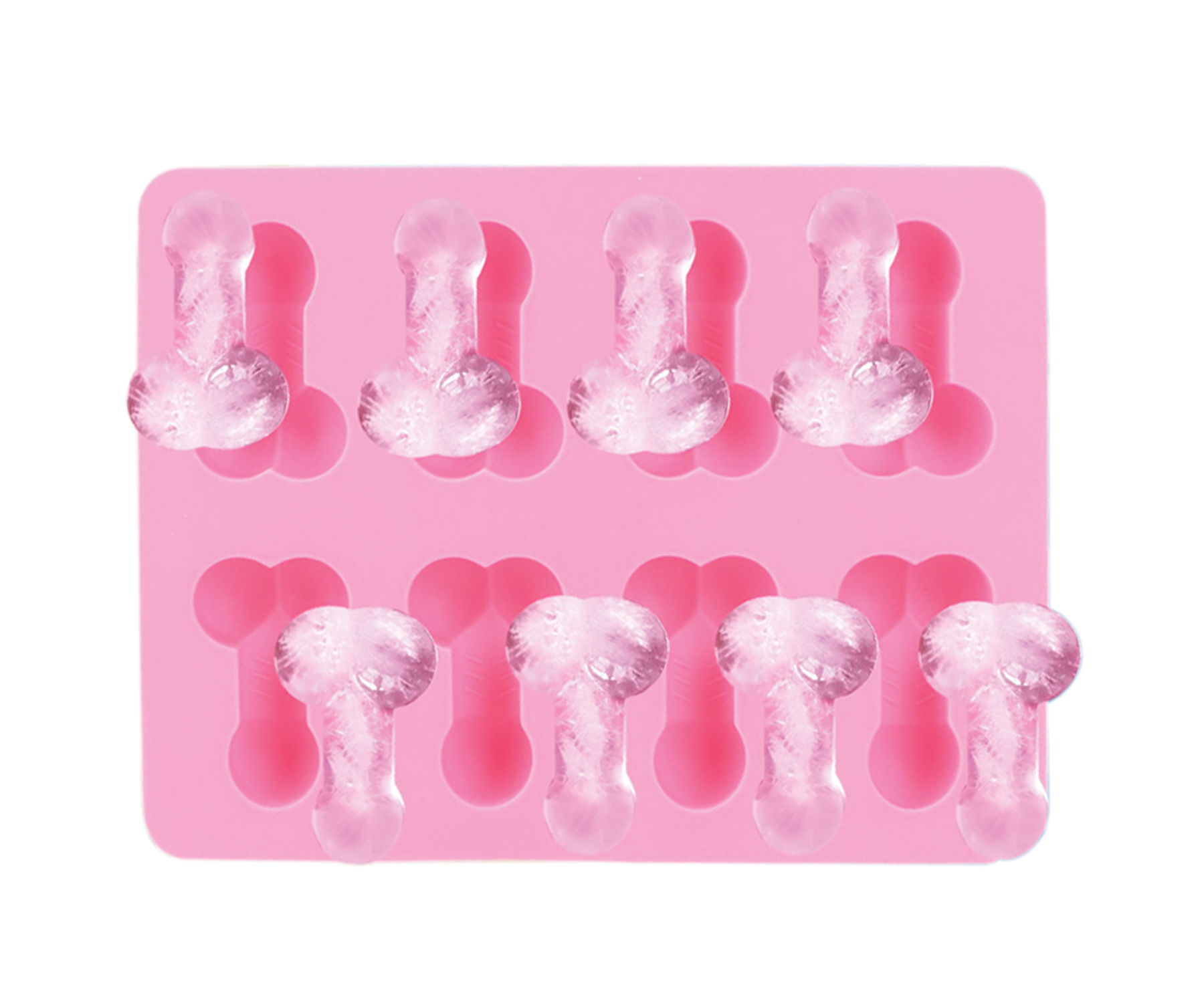 Pen-ice Cube Tray featuring penis-shaped molds for ice cubes and Jell-O shots, perfect for parties and cocktails.