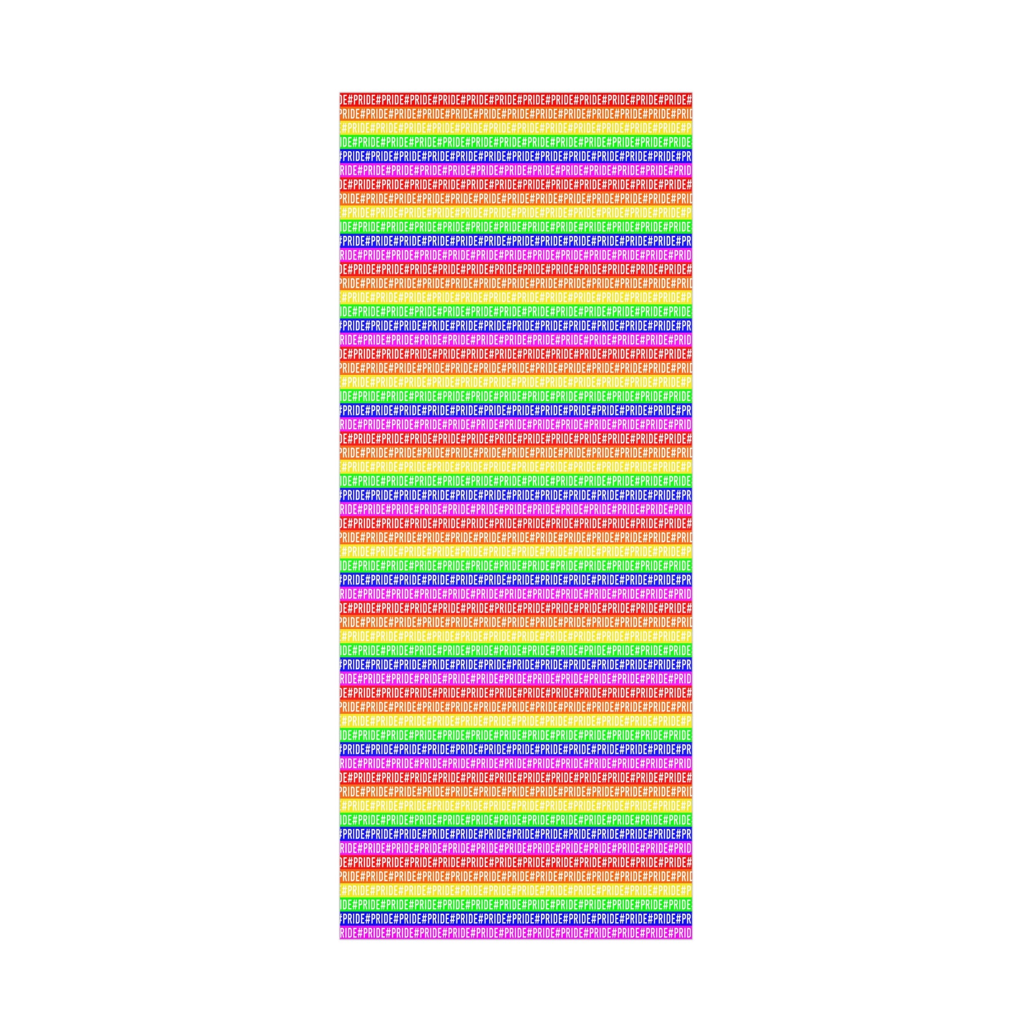 Colorful Pride wrapping paper featuring vibrant rainbow colors, available in satin and matte finishes.