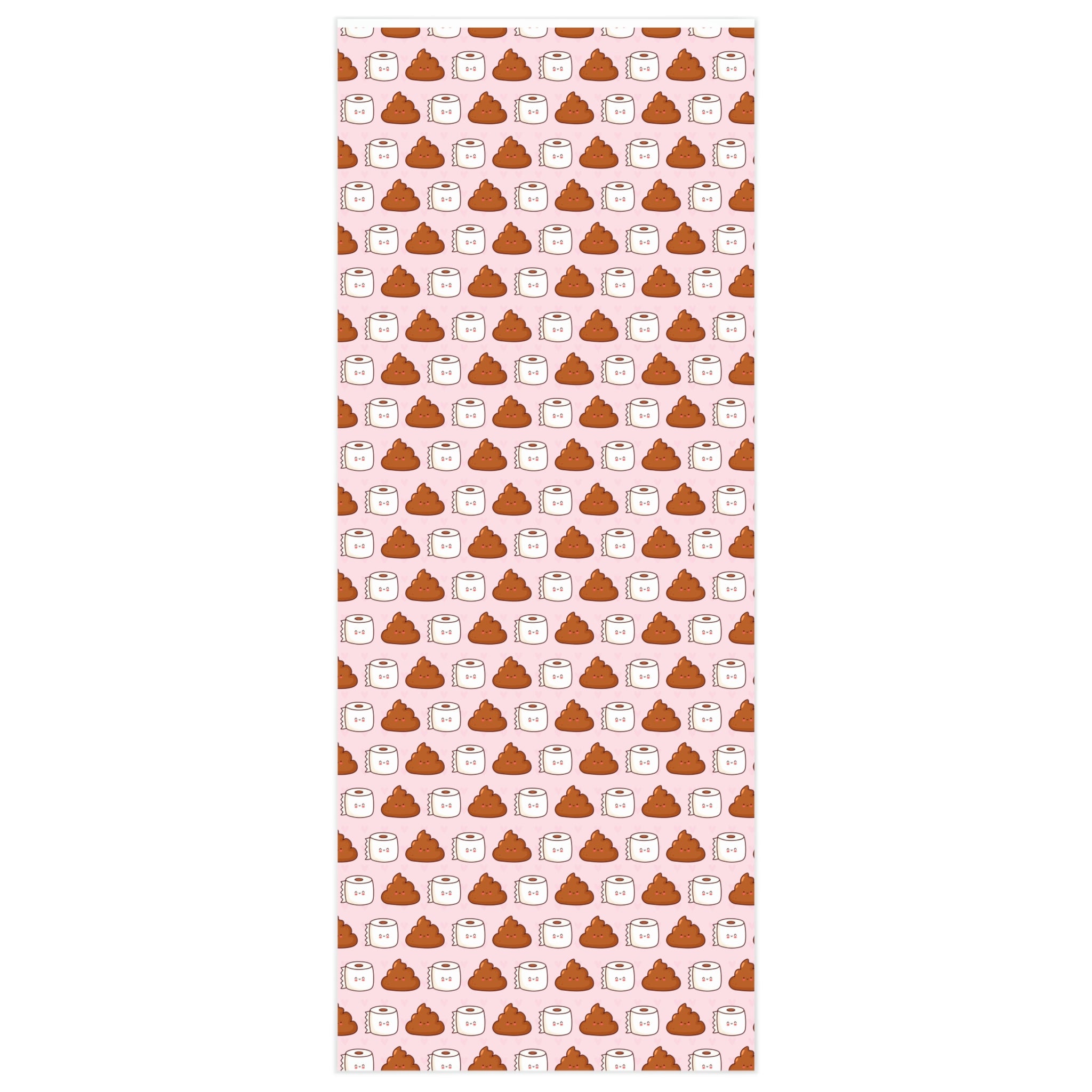 Toilet wrapping paper featuring a humorous toilet design, rolled up and ready for gift wrapping.