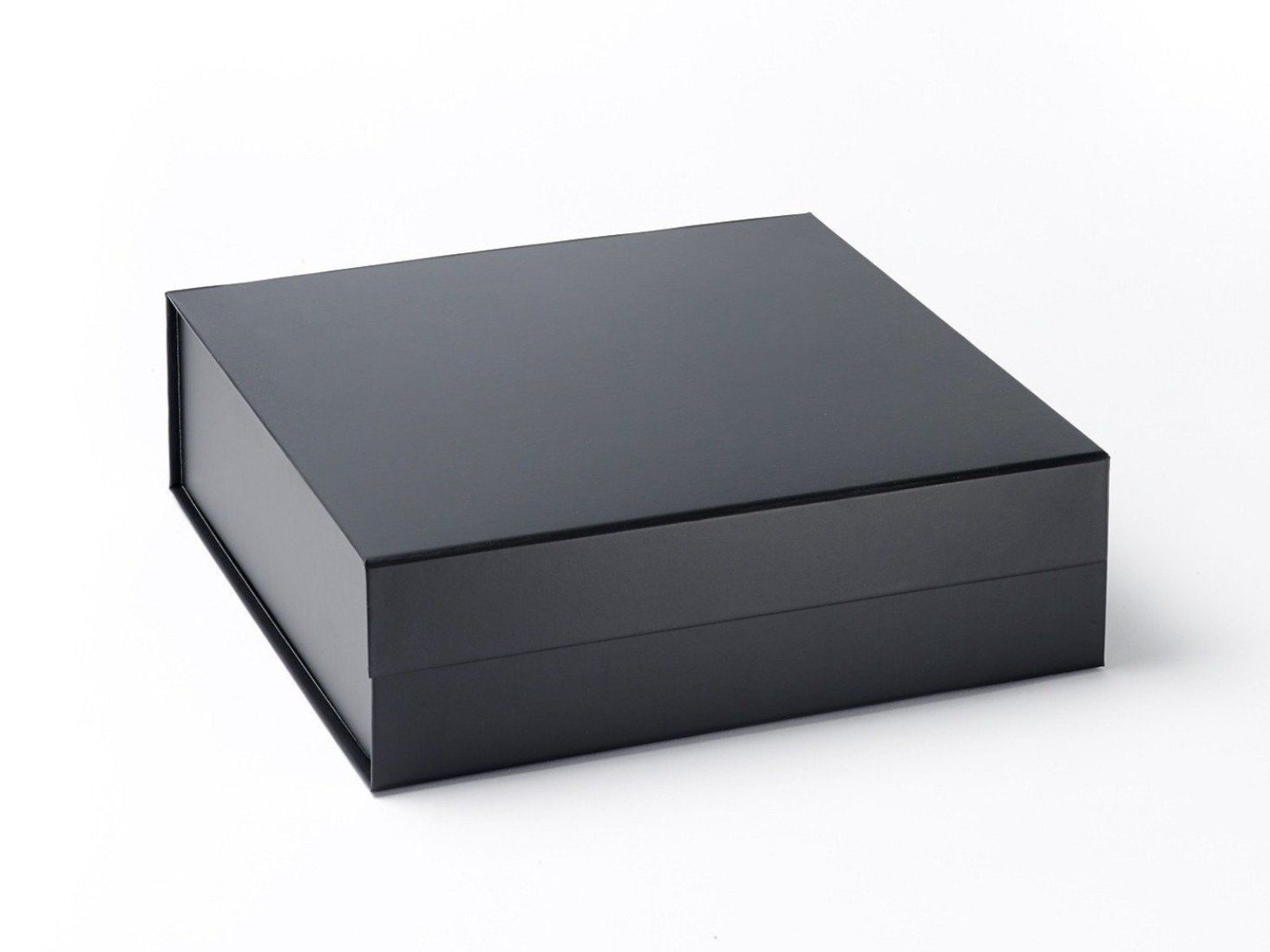 Elegant black proposal box with metallic writing, featuring a sleek design and concealed magnetic closure.