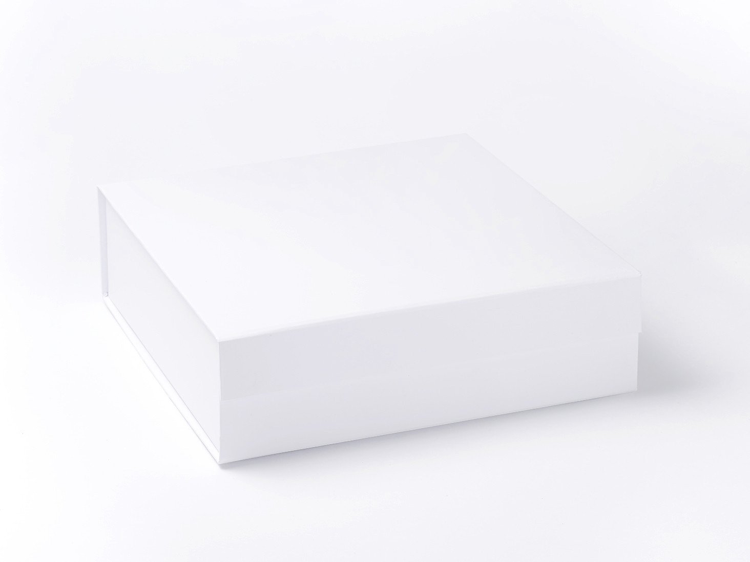 Elegant white proposal box with metallic writing on the lid, showcasing a sleek design without ribbon.