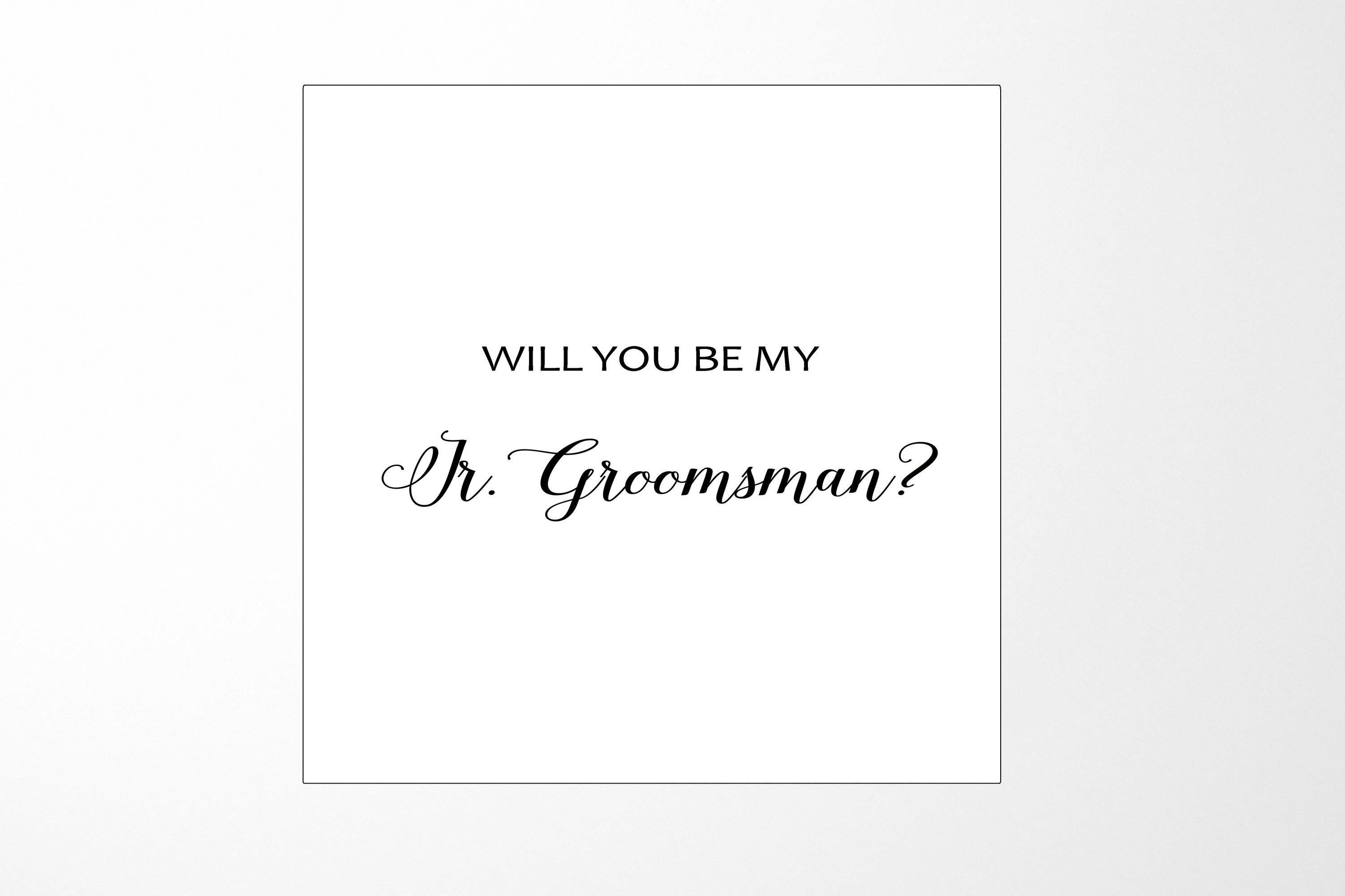 Elegant white proposal box with metallic writing for junior groomsman invitation, showcasing a sleek design and quality finish.