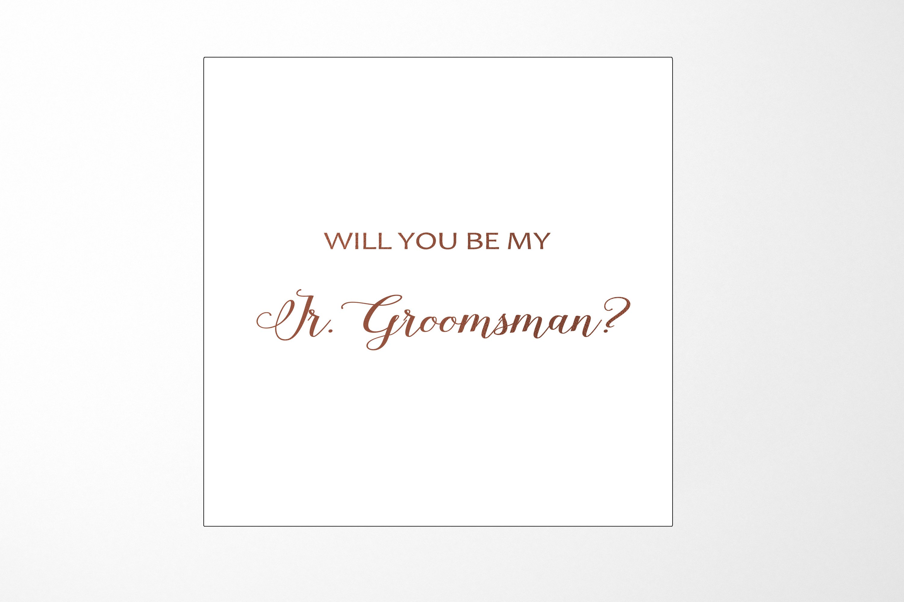 Elegant white proposal box with metallic writing for junior groomsman invitation, showcasing a sleek design and quality finish.