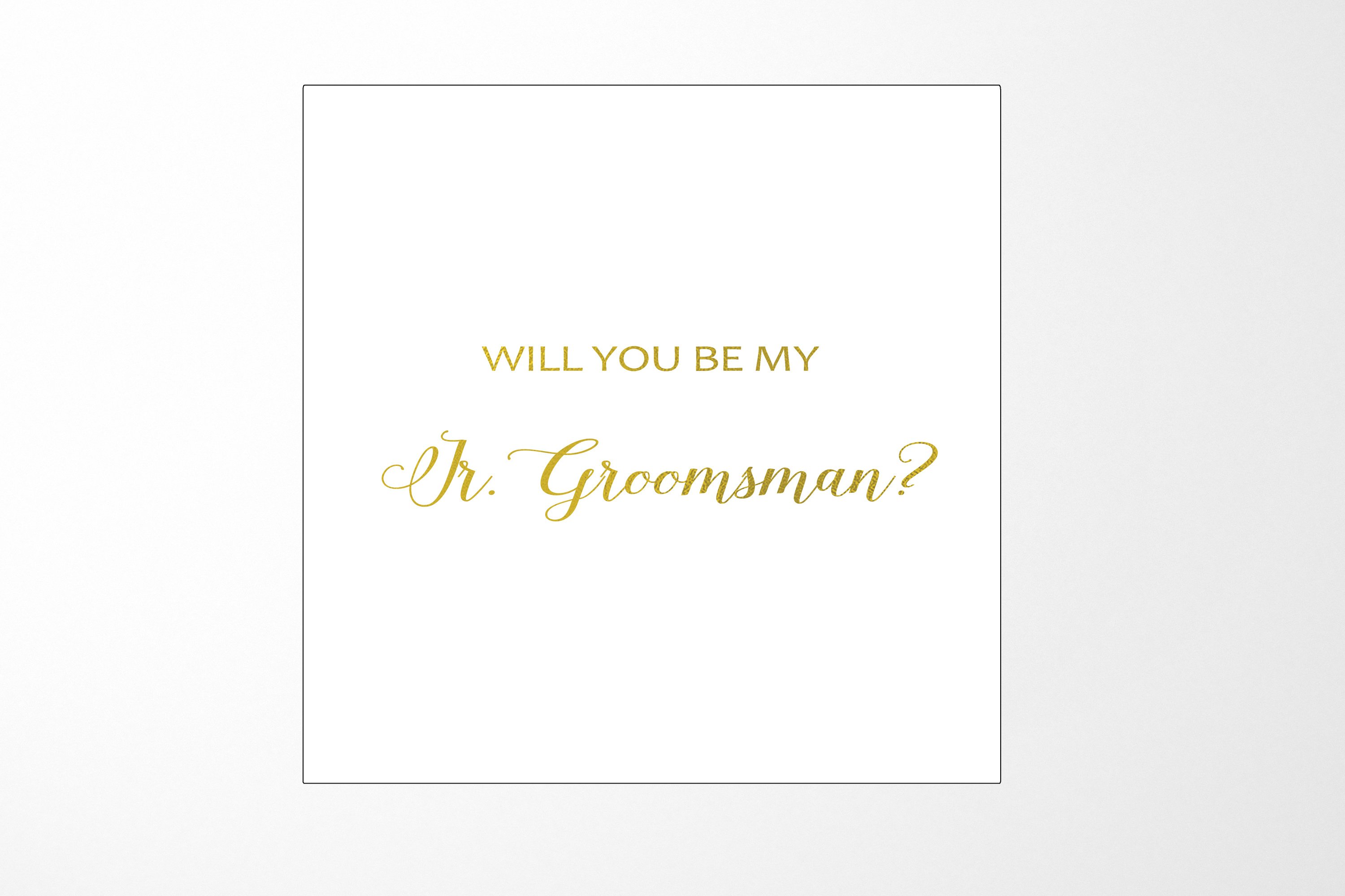 Elegant white proposal box with metallic writing for junior groomsman invitation, showcasing a sleek design and quality finish.