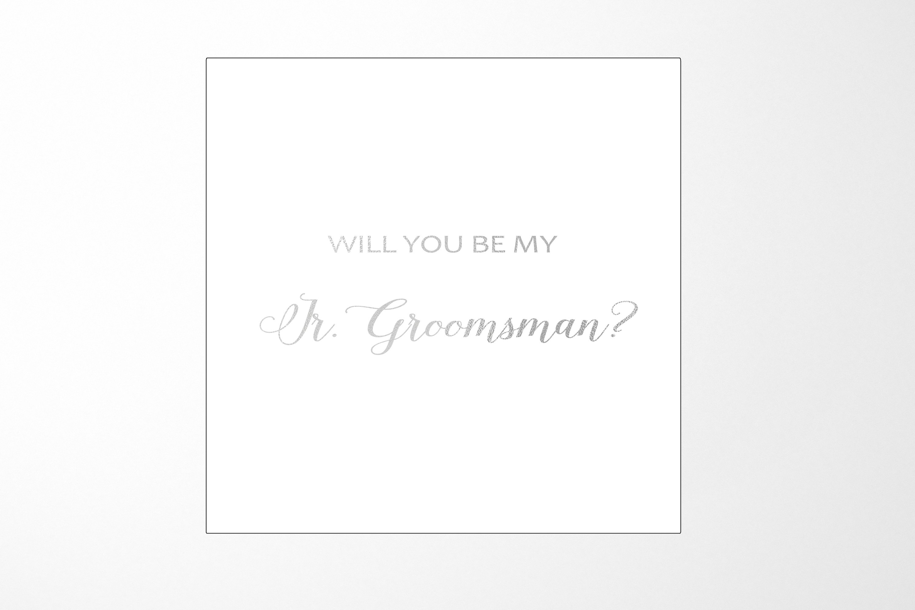 Elegant white proposal box with metallic writing for junior groomsman invitation, showcasing a sleek design and quality finish.