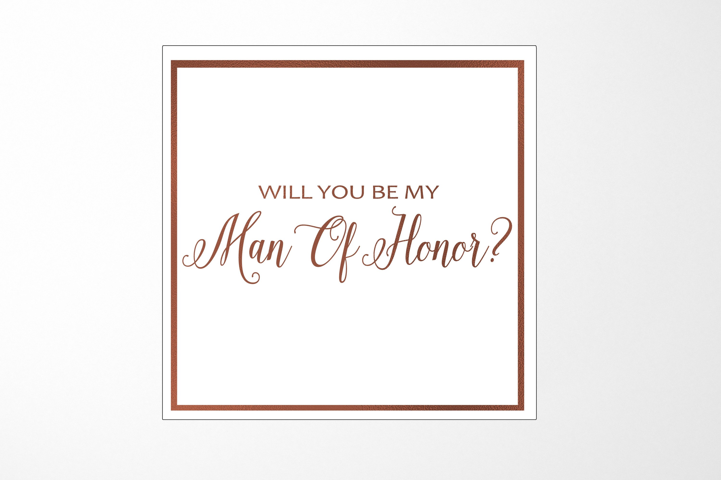 Elegant white proposal box with metallic writing, featuring a sleek design and no ribbon, perfect for asking your Man of Honor.