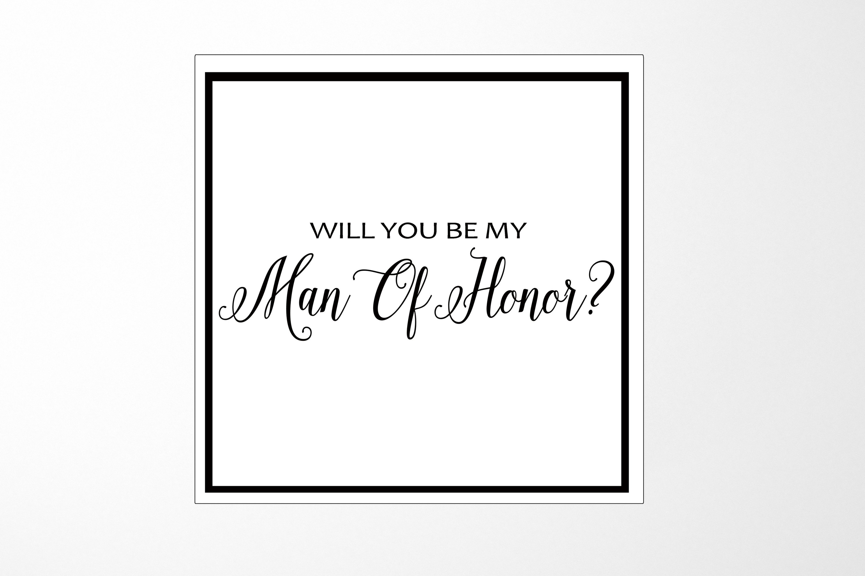 Elegant white proposal box with metallic writing, featuring a sleek design and no ribbon, perfect for asking your Man of Honor.