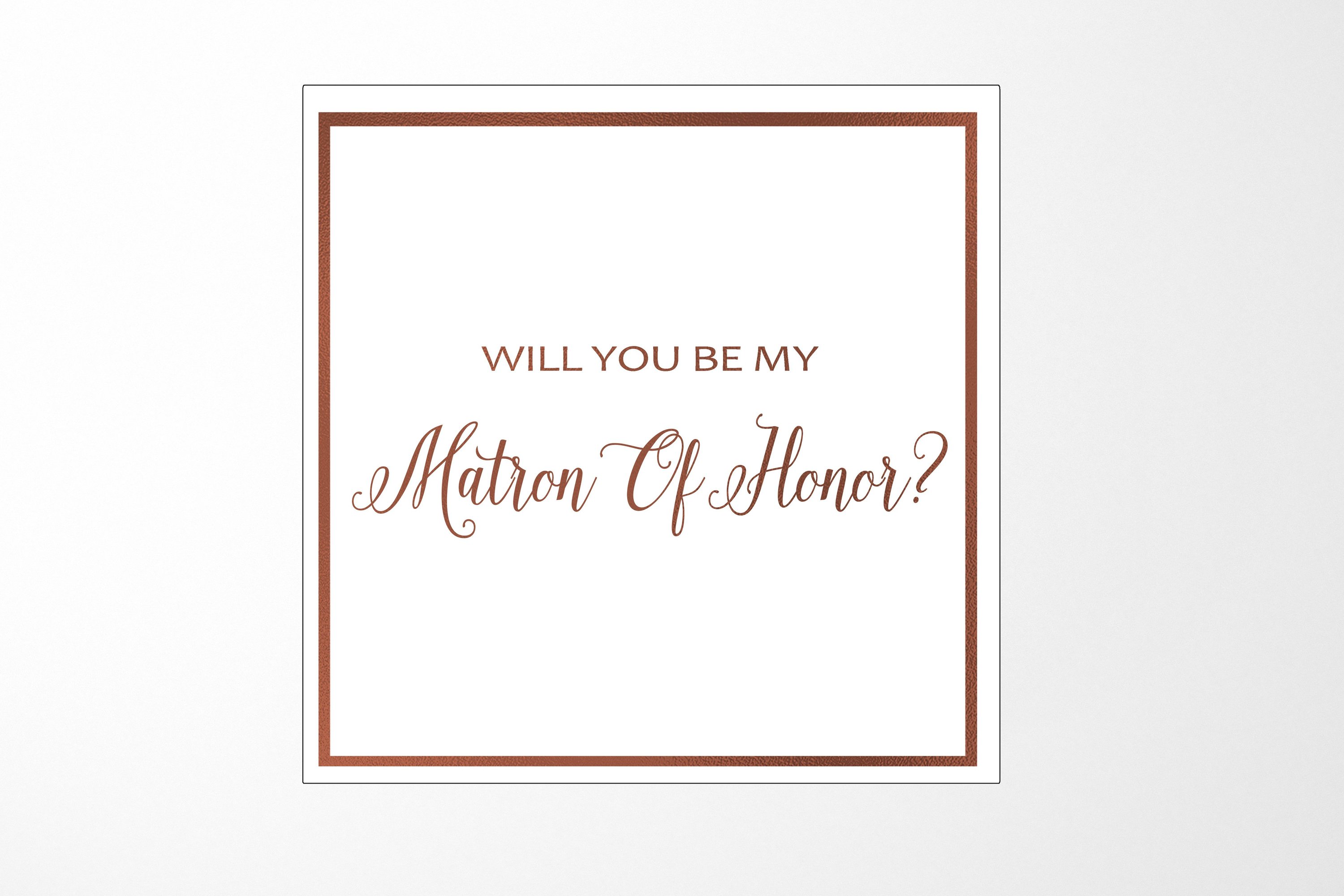 Elegant white proposal box with metallic writing for Matron of Honor, showcasing its luxurious design and secure magnetic closure.