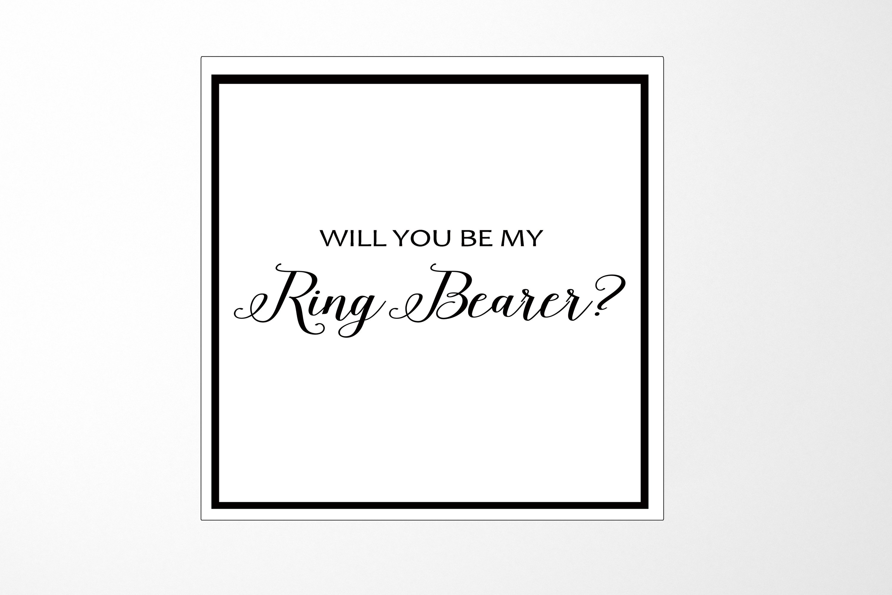 Elegant white proposal box with metallic writing, designed for asking a ring bearer.