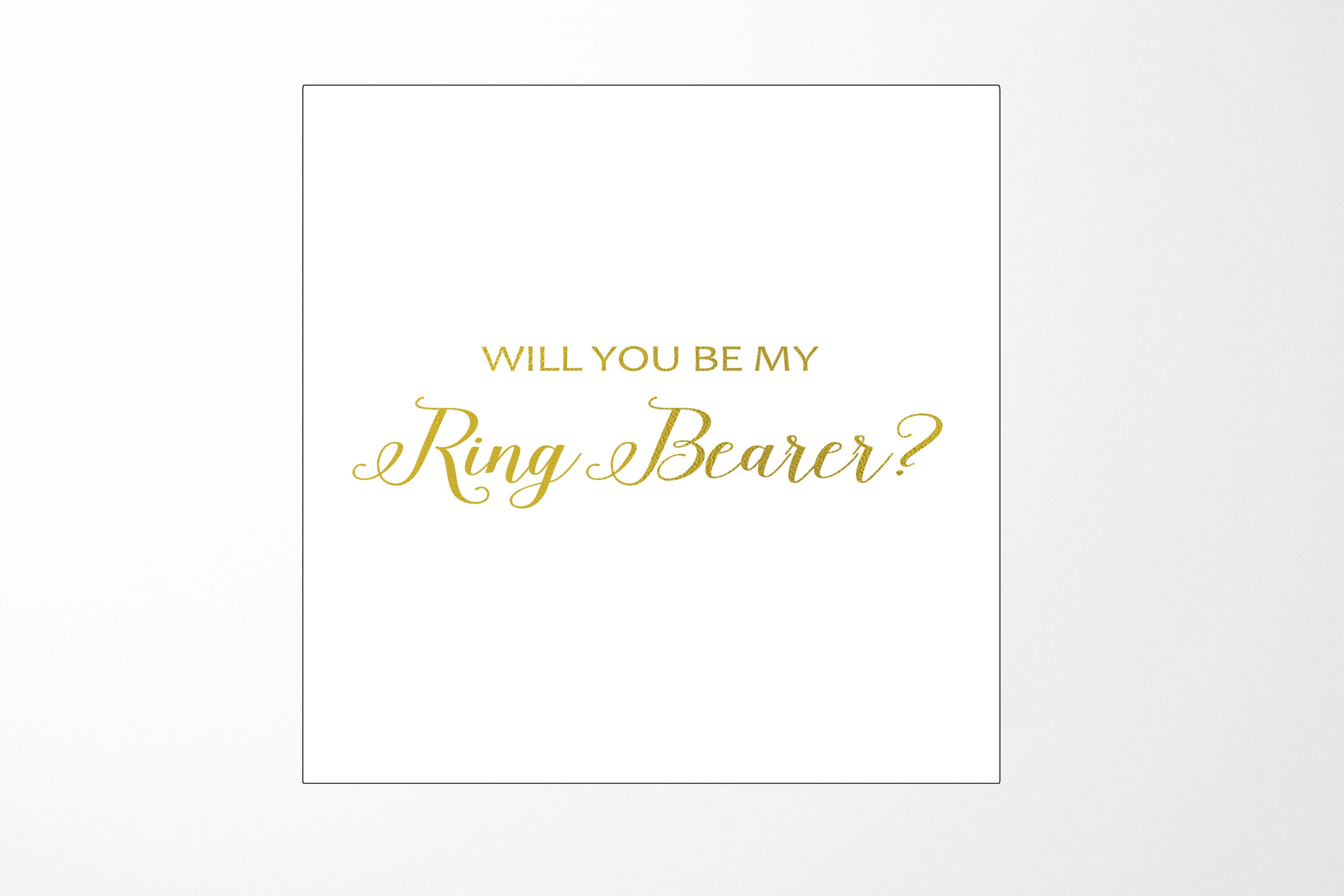 Elegant white proposal box with metallic writing, showcasing a sleek design for ring bearer proposal.