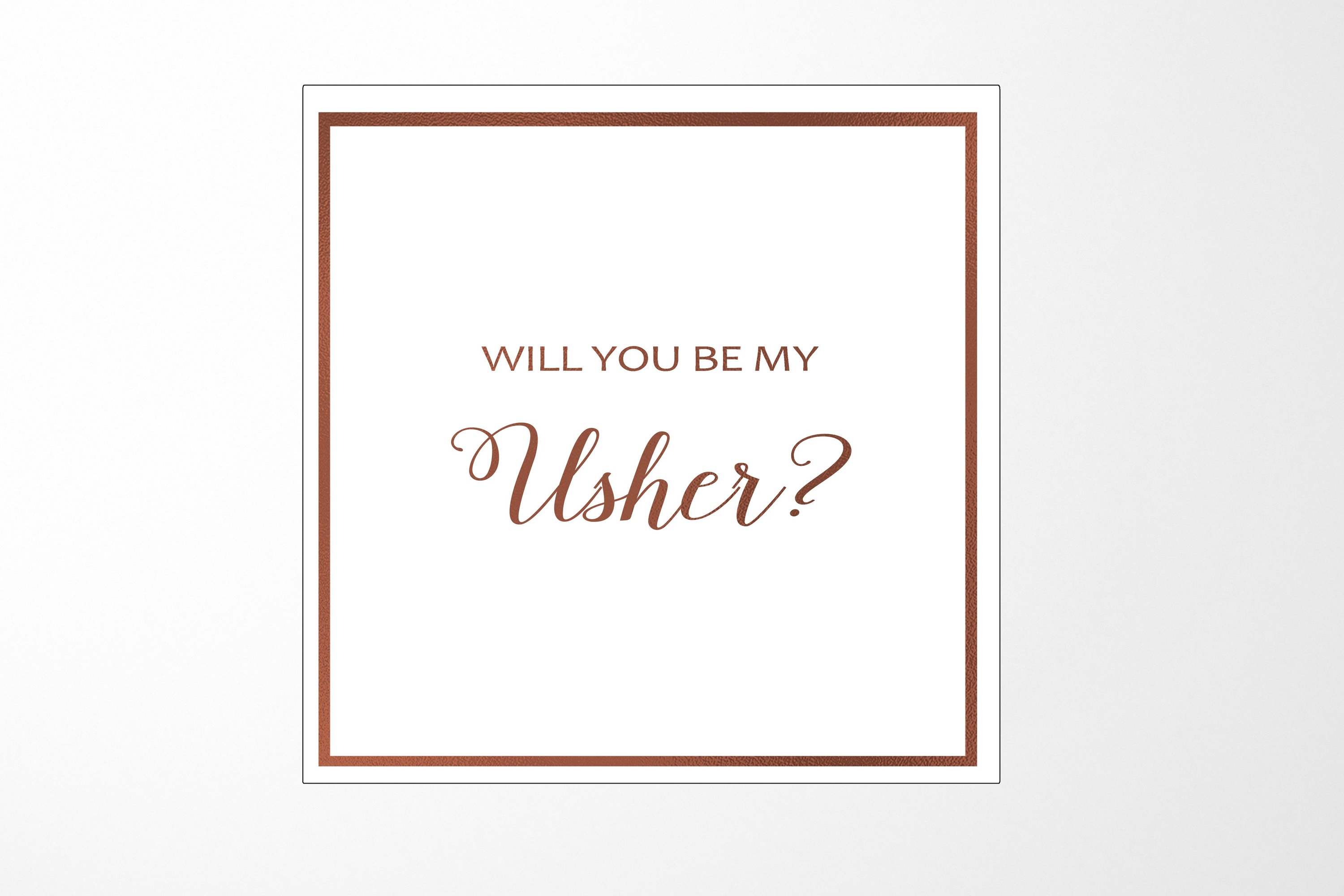 Elegant white proposal box with metallic writing, designed for asking someone to be an usher, featuring a sleek finish and magnetic closure.