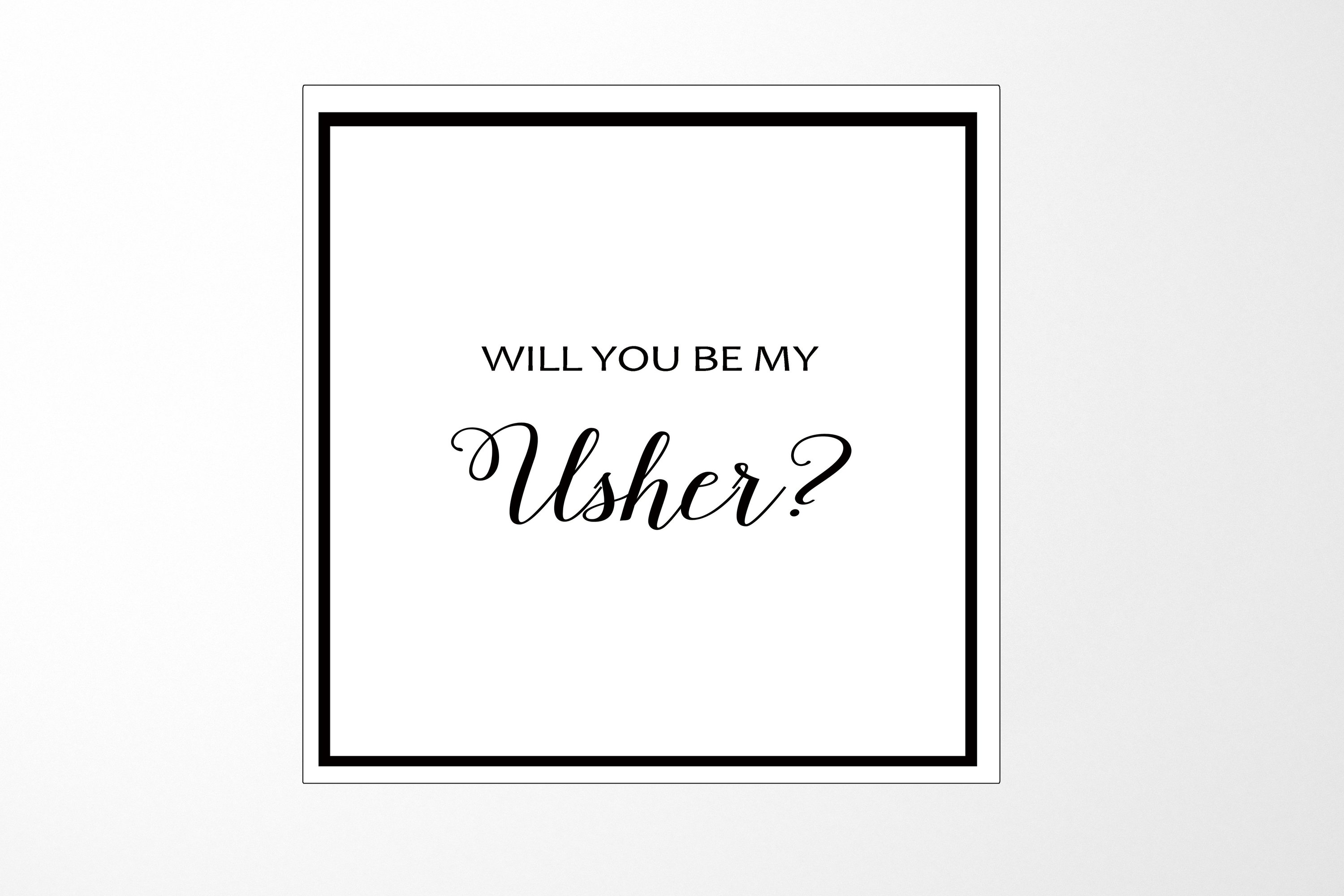 Elegant white proposal box with metallic writing, designed for asking someone to be an usher, featuring a sleek finish and magnetic closure.