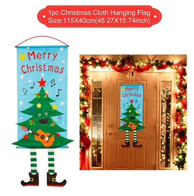 A beautifully decorated Garland Merry Christmas Decor featuring vibrant colors and festive designs, perfect for home and shop decorations during the holiday season.