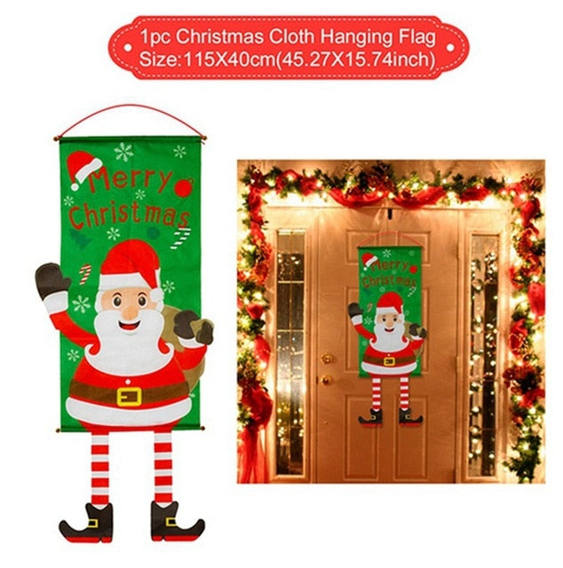 A beautifully decorated Garland Merry Christmas Decor featuring vibrant colors and festive designs, perfect for home and shop decorations during the holiday season.