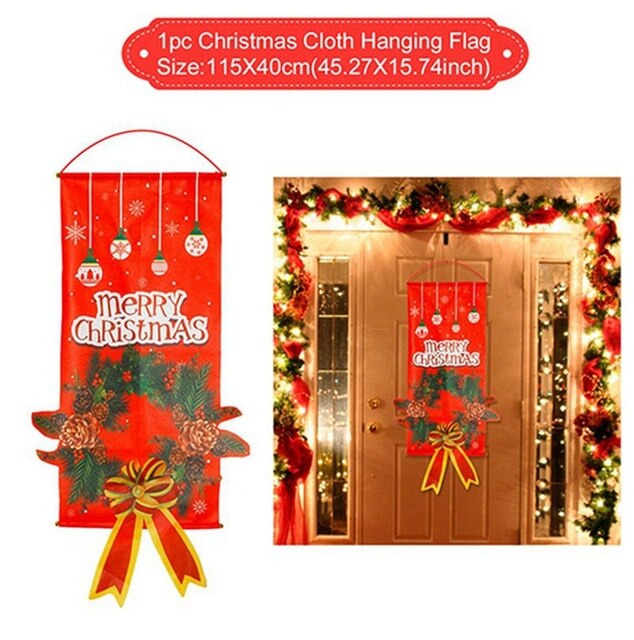 A beautifully decorated Garland Merry Christmas Decor featuring vibrant colors and festive designs, perfect for home and shop decorations during the holiday season.