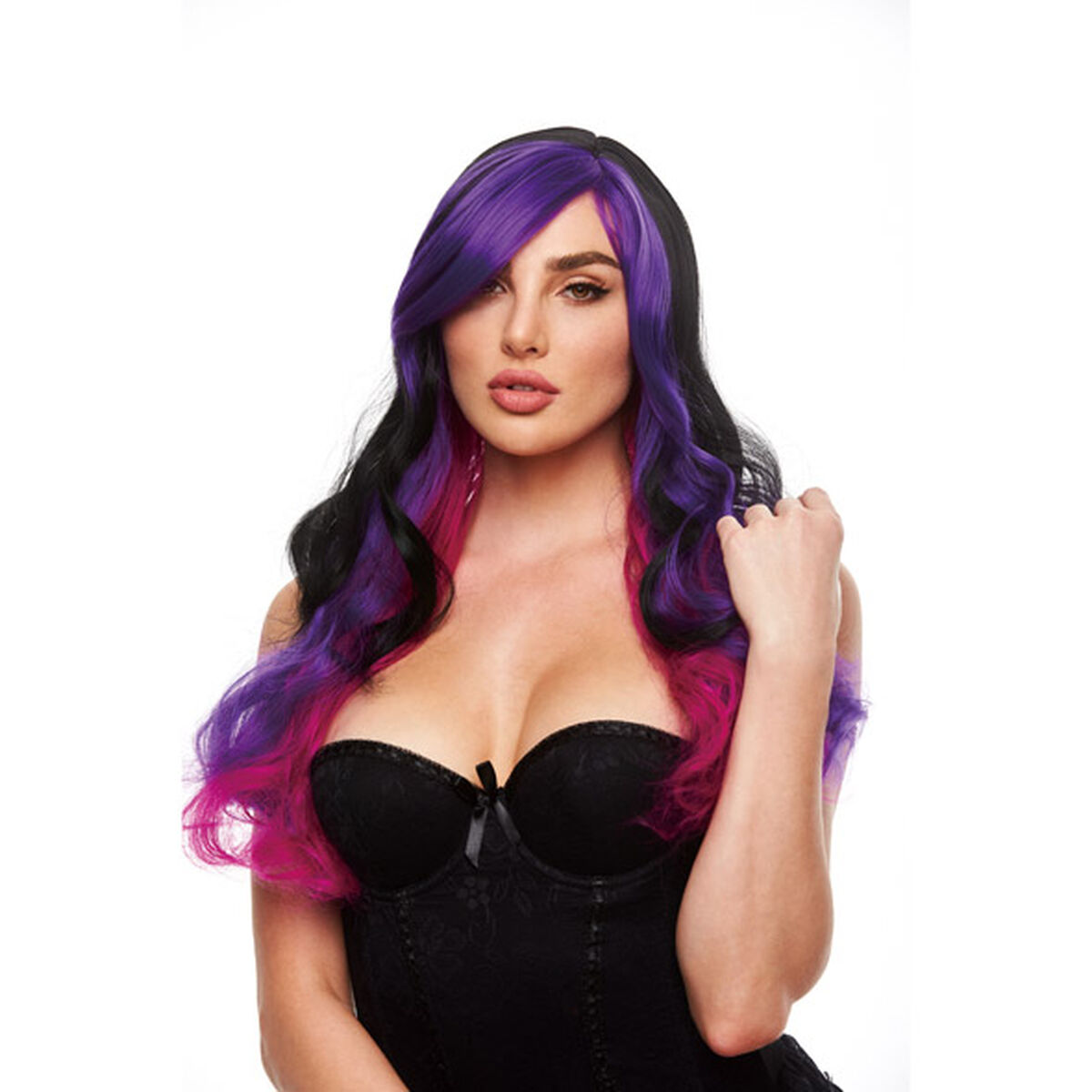 Woman with purple and pink hair