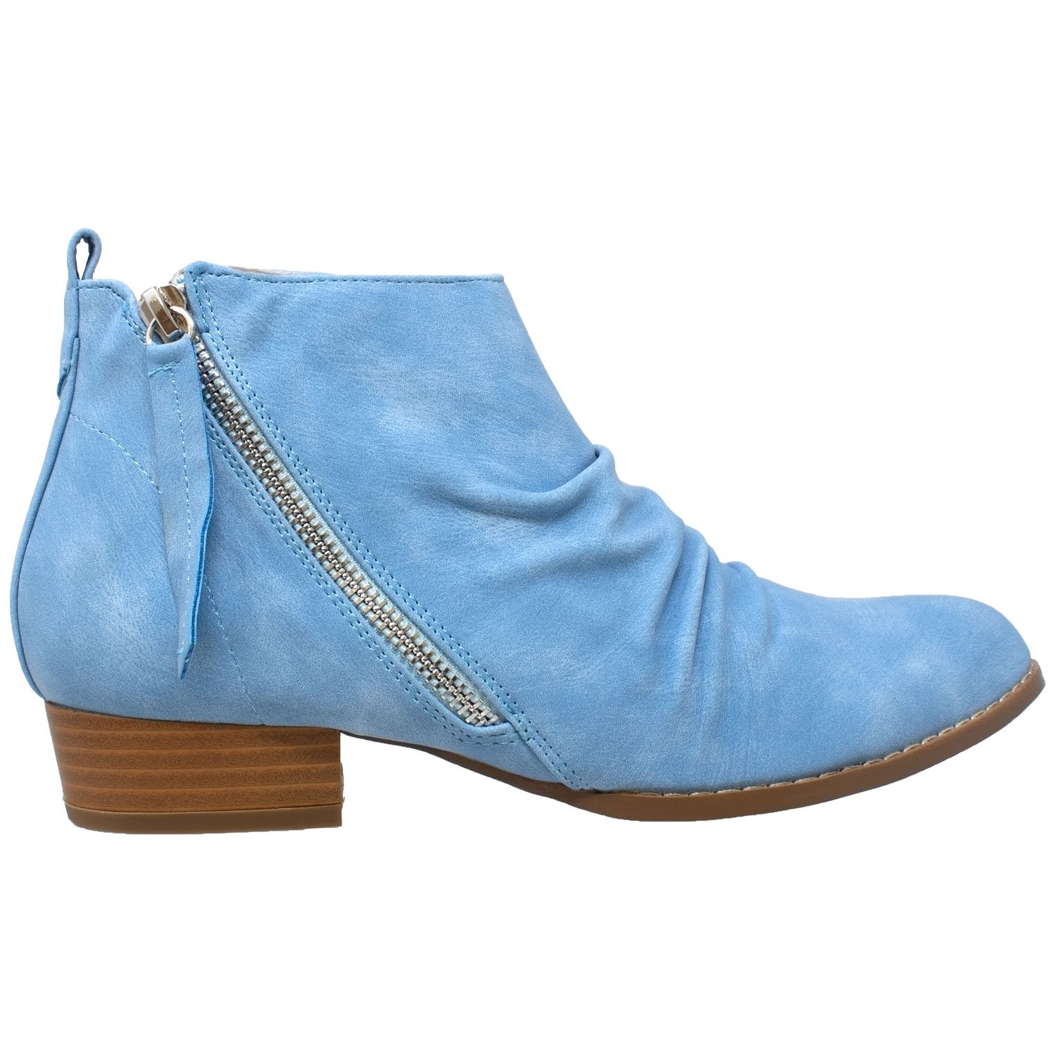 SOBEYO Tassel Block Heel Western Bootie featuring ruched detailing and tassel zipper trim in various colors.