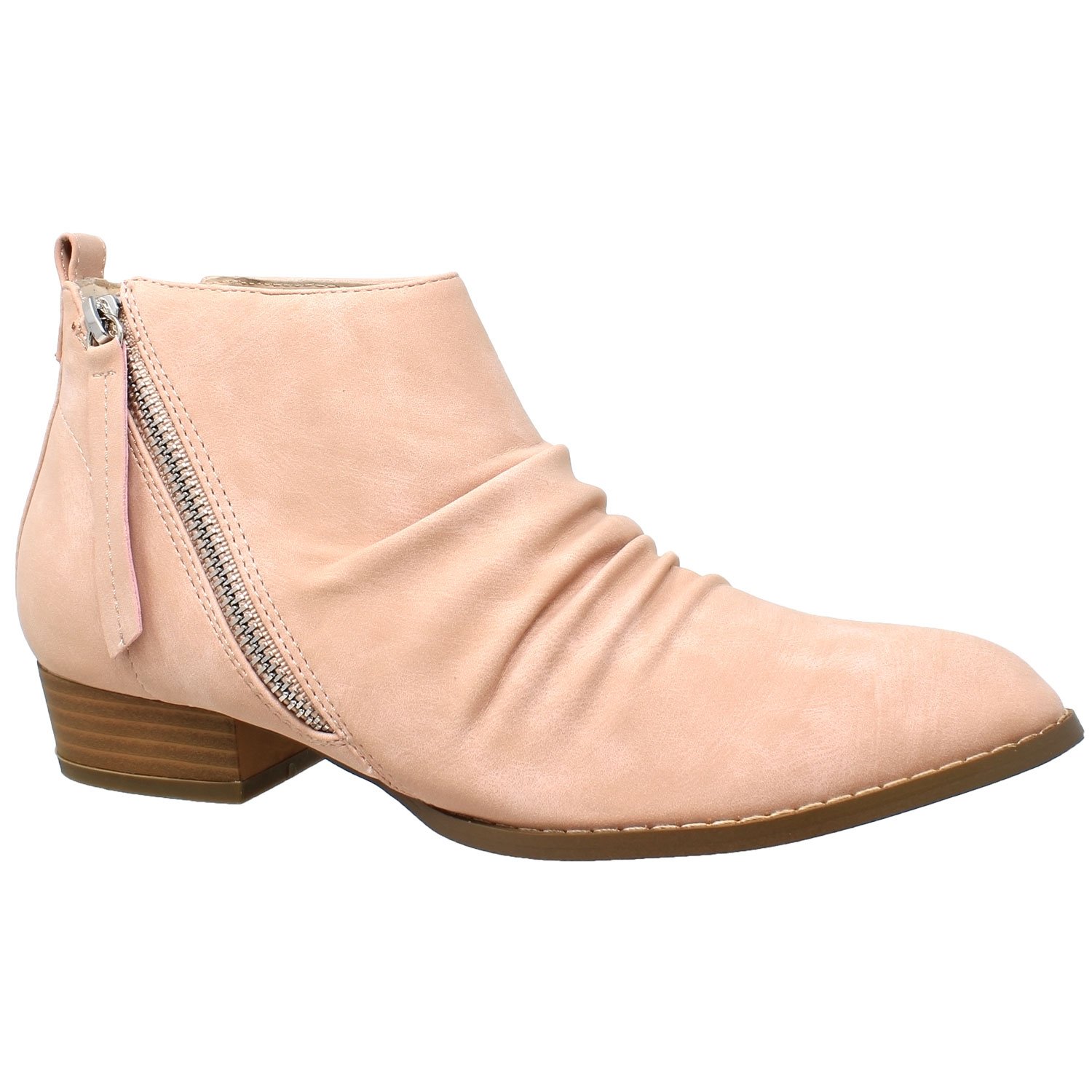 TSOBEYO assel Block Heel Western Bootie featuring ruched detailing, tassel zipper trim, and a stylish block heel in various colors.