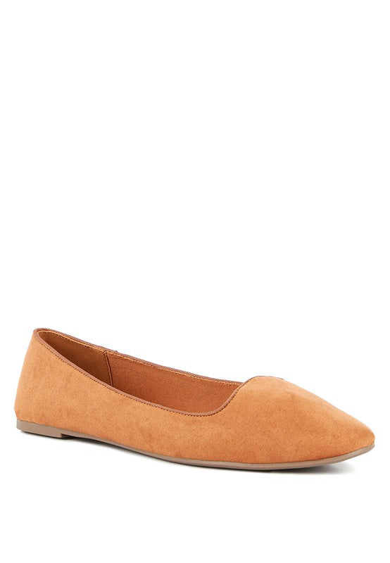 A pair of Eyeore Microfiber Casual Ballerinas featuring a soft microfiber upper, pointed toe design, and durable rubber outsole, perfect for casual wear.