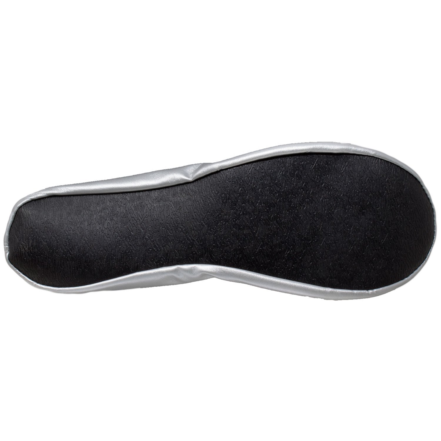 A pair of silver foldable ballet flats for women, showcasing a sleek design with an elastic trim and soft inner lining, perfect for travel and everyday wear.