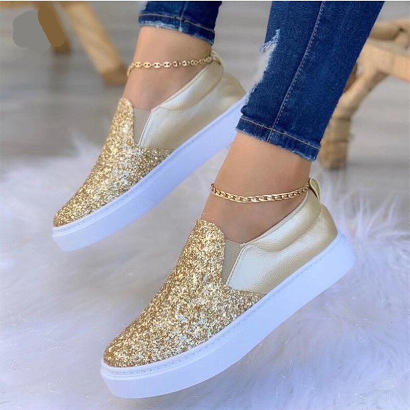 Moccasins Crystal Flat Female Loafers in Gold, Black, and Rose Gold with stylish crystal embellishments, perfect for casual and formal wear.