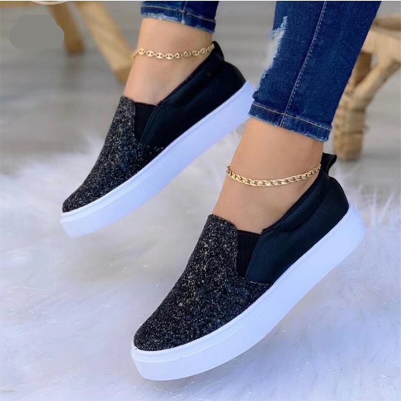 Moccasins Crystal Flat Female Loafers in Gold, Black, and Rose Gold with stylish crystal embellishments, perfect for casual and formal wear.