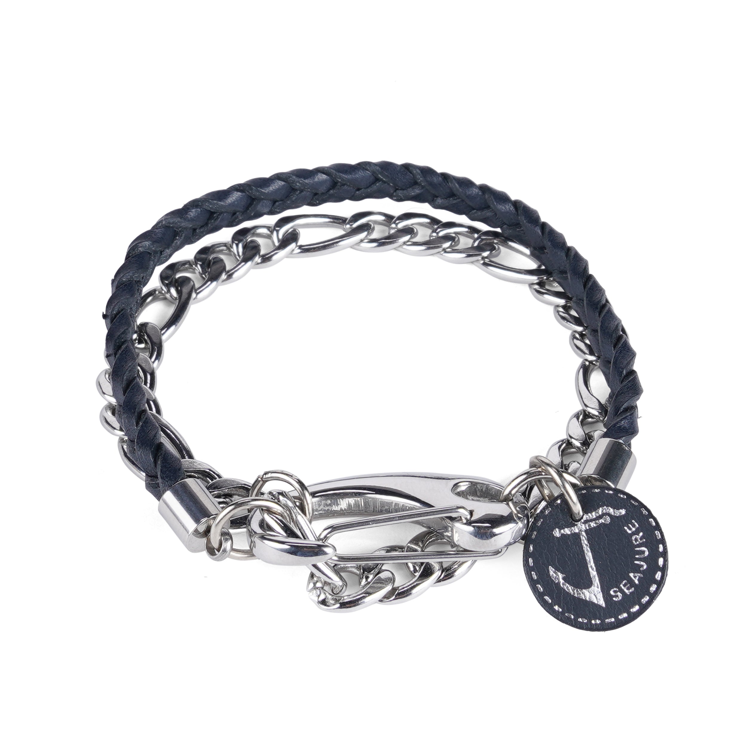 Main Braided Leather and Chain Flores Bracelet image