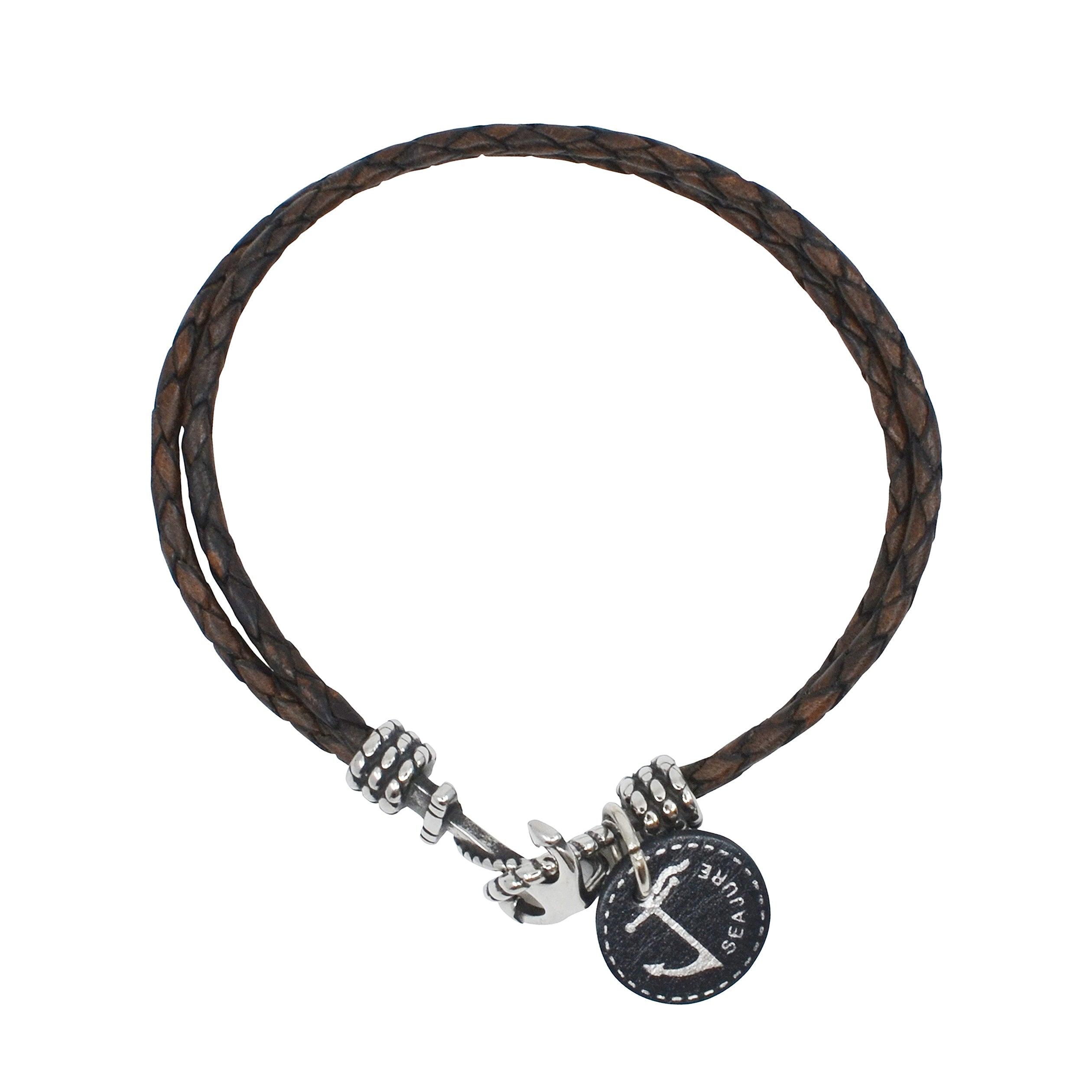 Braided Leather Miyako Bracelet featuring genuine vegetable tanned leather and stainless steel clasp, handmade in Portugal.