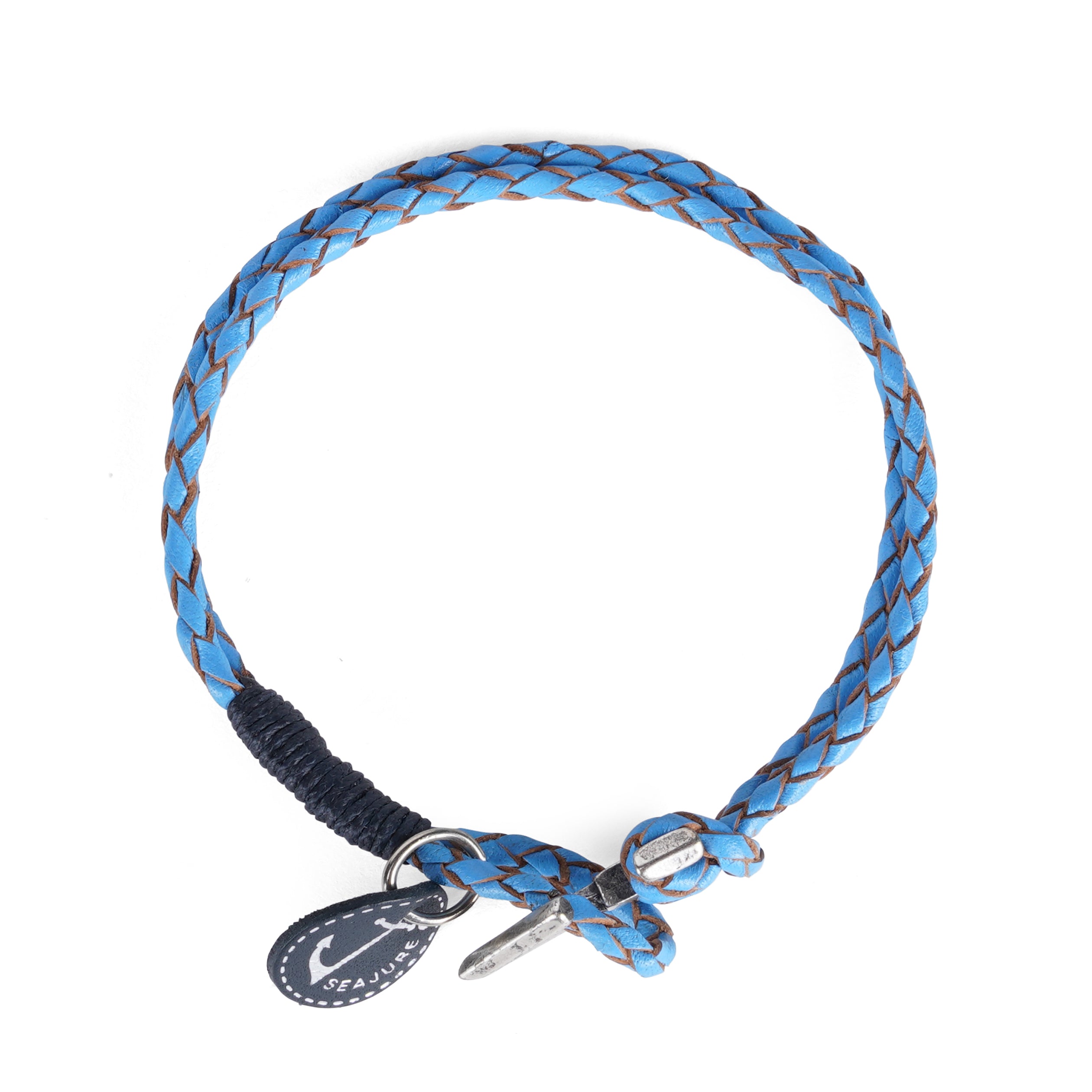 Braided Leather Socotra Bracelet featuring genuine vegetable tanned leather and stainless steel clasp, perfect for nautical style.