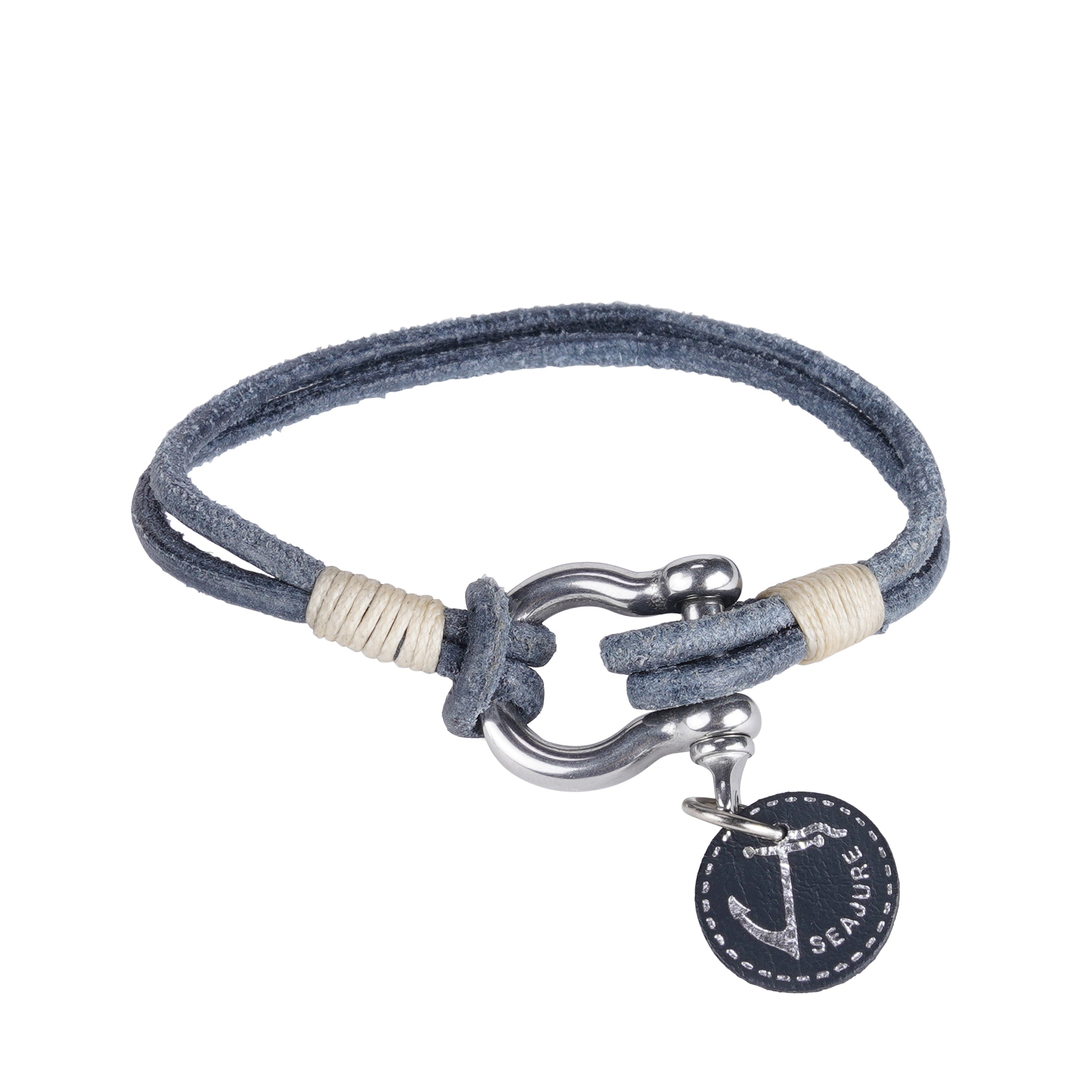 Double Leather Gambier Bracelet featuring aged vegetable tanned leather and stainless steel clasp, perfect for nautical style.