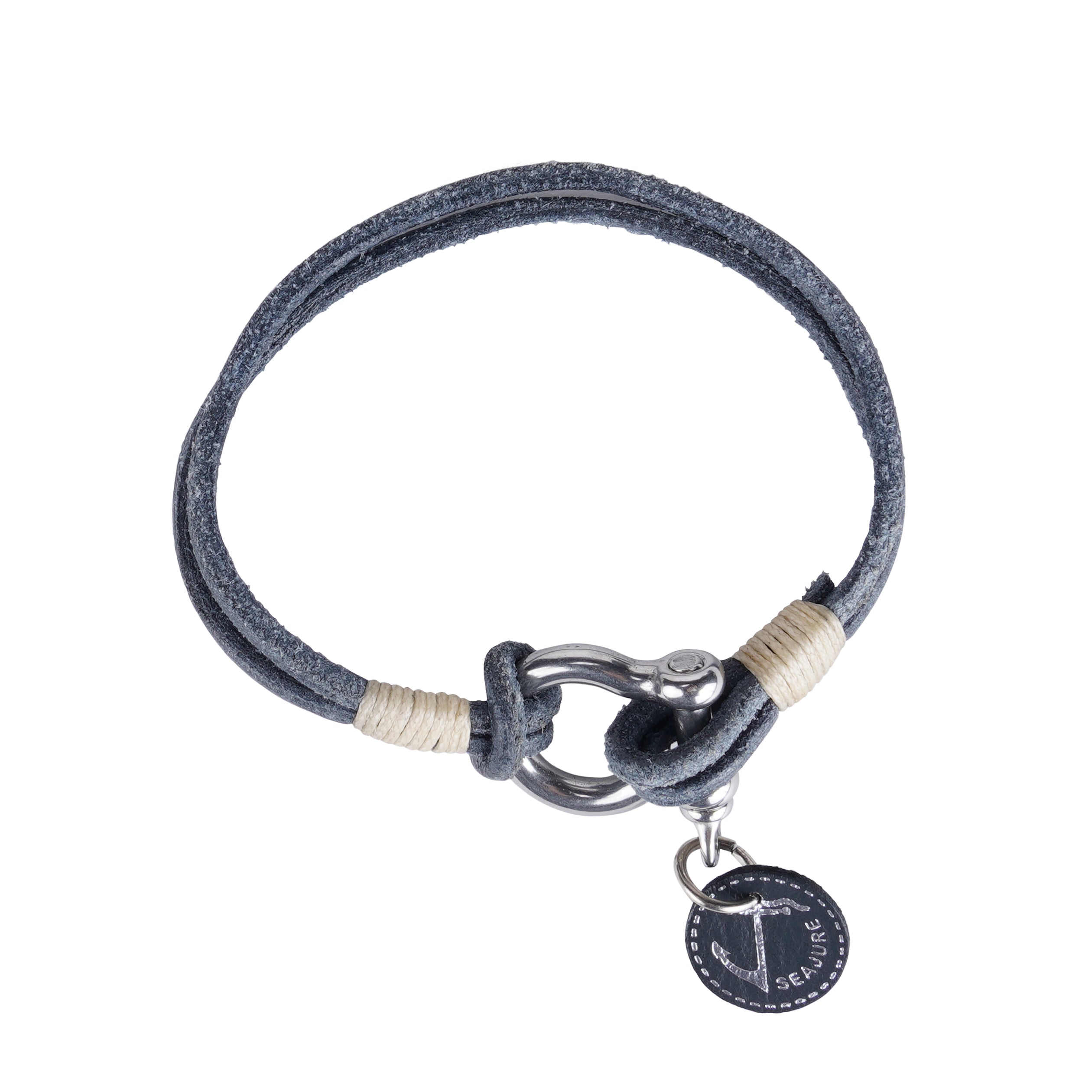 Double Leather Gambier Bracelet featuring aged vegetable tanned leather and stainless steel clasp, perfect for nautical style.