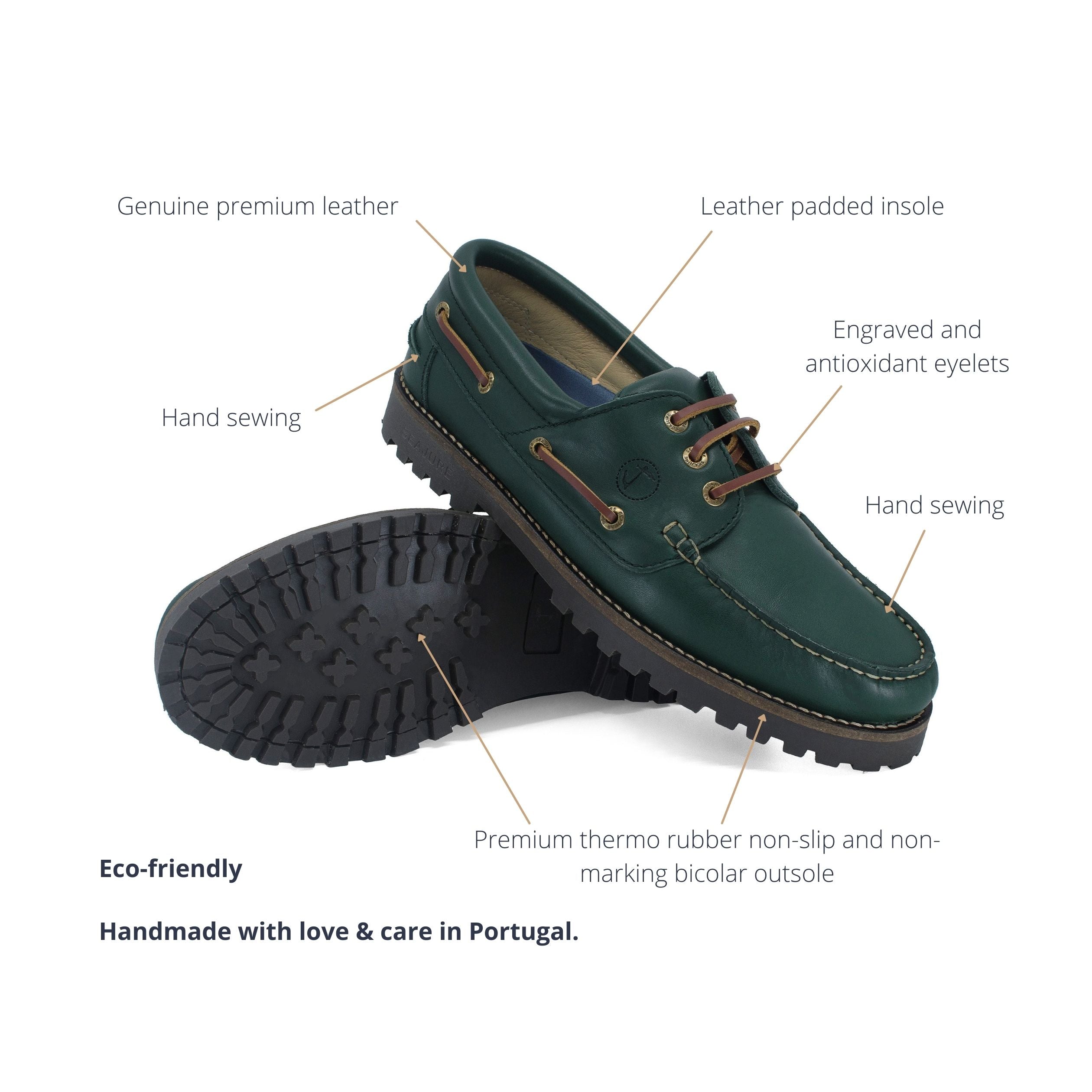 Seajure Keem Bay men boat shoe in high-quality leather, featuring a classic design and comfortable thermo rubber outsole.