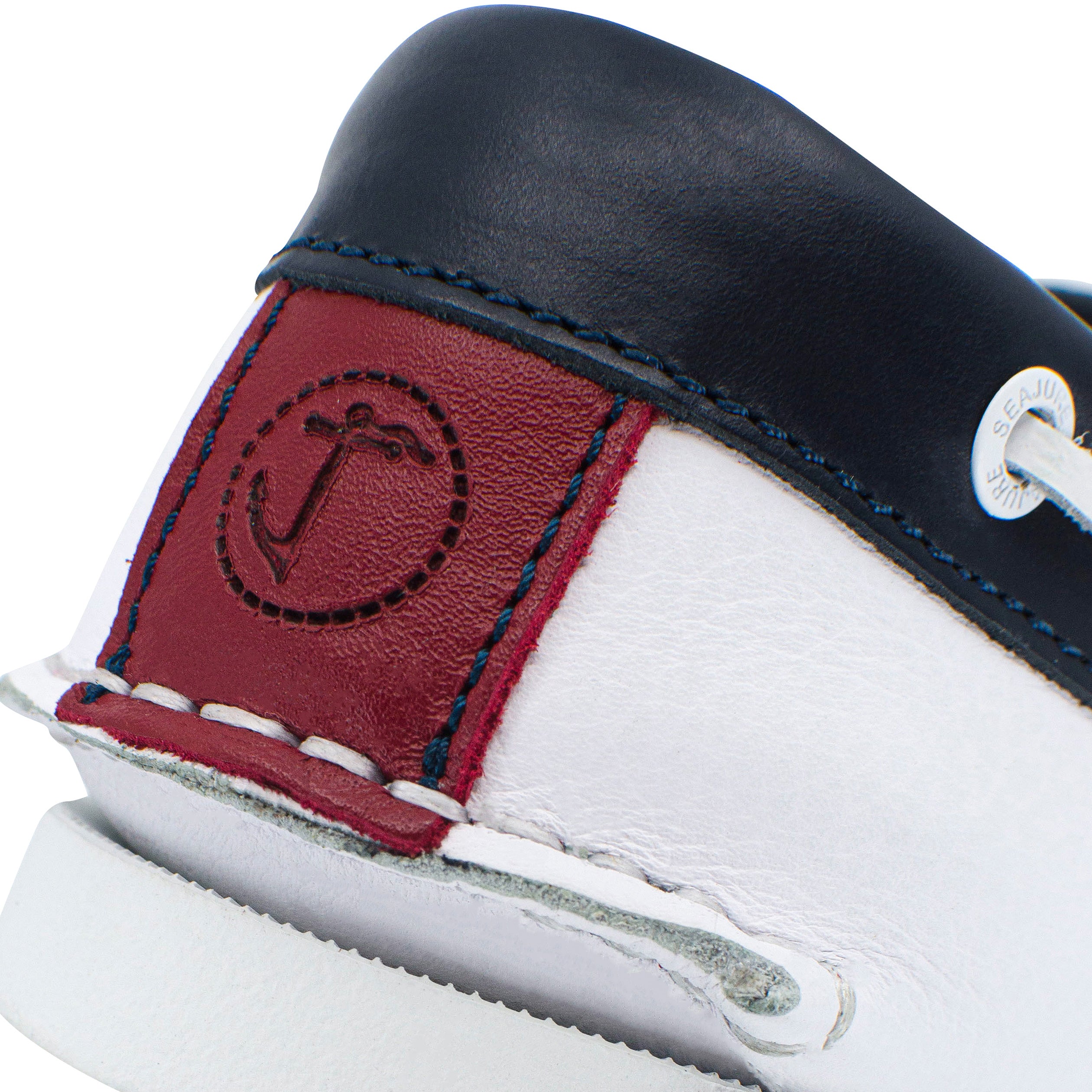 Seajure Navagio men boat shoe in premium leather, featuring a non-marking rubber sole and elegant nautical design.