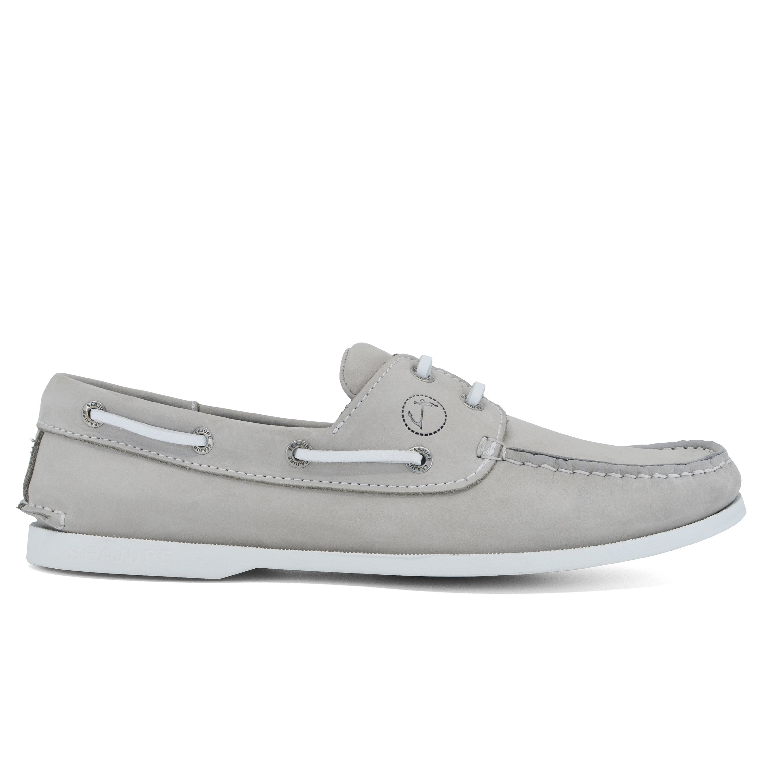 Seajure Unawatuna men boat shoe in premium nubuck leather with natural rubber sole, showcasing elegant design and craftsmanship.