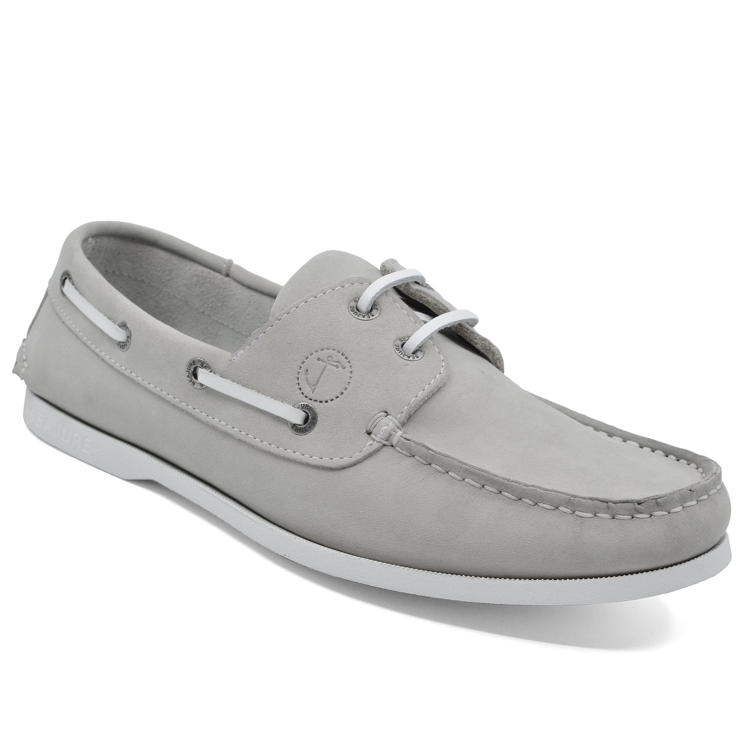 Seajure Unawatuna men boat shoe in premium nubuck leather with natural rubber sole, showcasing elegant design and craftsmanship.