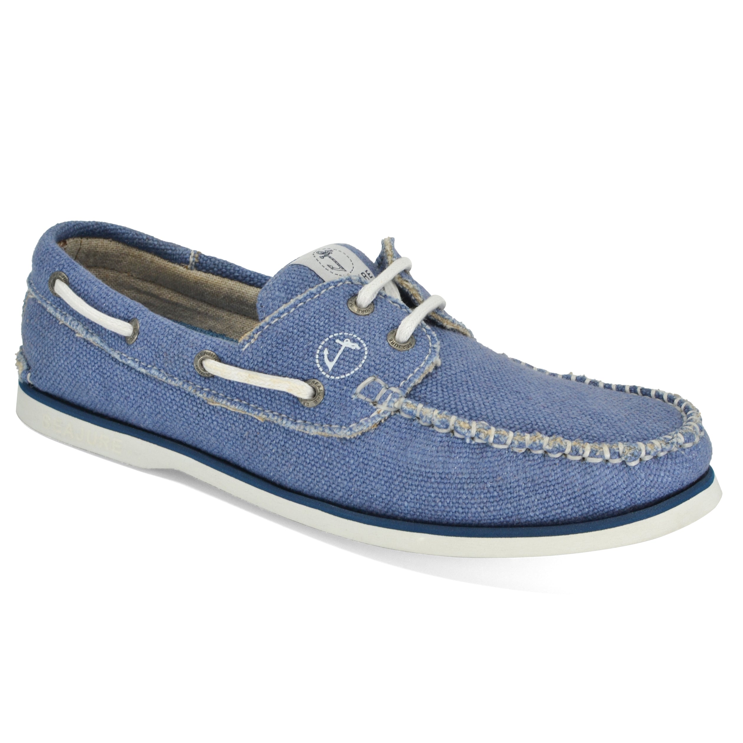 Men's Seajure Vegan Boat Shoes made from premium hemp, featuring a stylish design and natural rubber outsole.