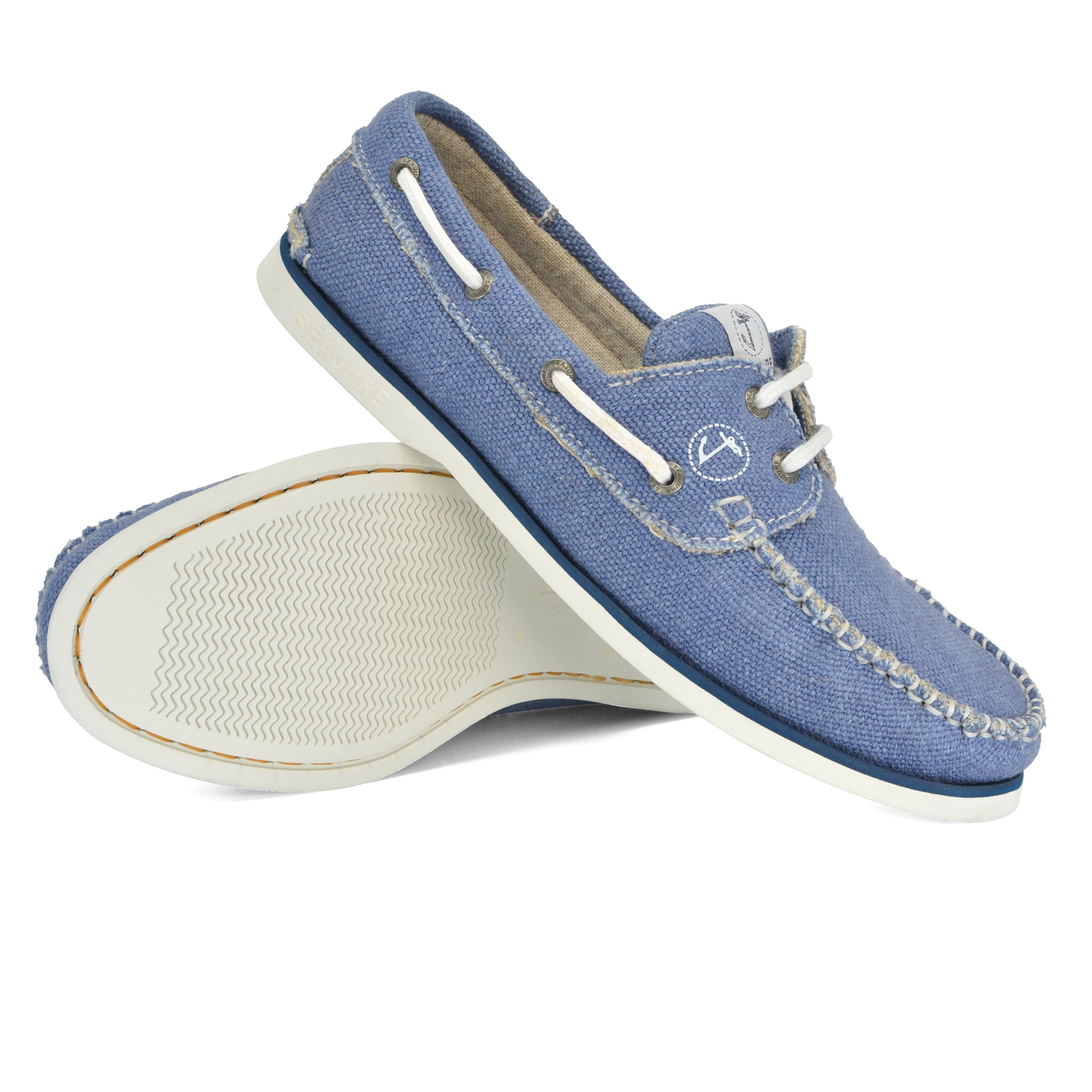 Men's Seajure Vegan Boat Shoes made from premium hemp, featuring a stylish design and natural rubber outsole.