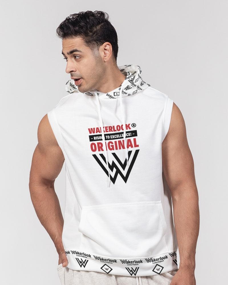 Men's Premium Wakerlook Heavyweight Sleeveless Hoodie in a stylish design, featuring an adjustable drawstring hood and front pocket.