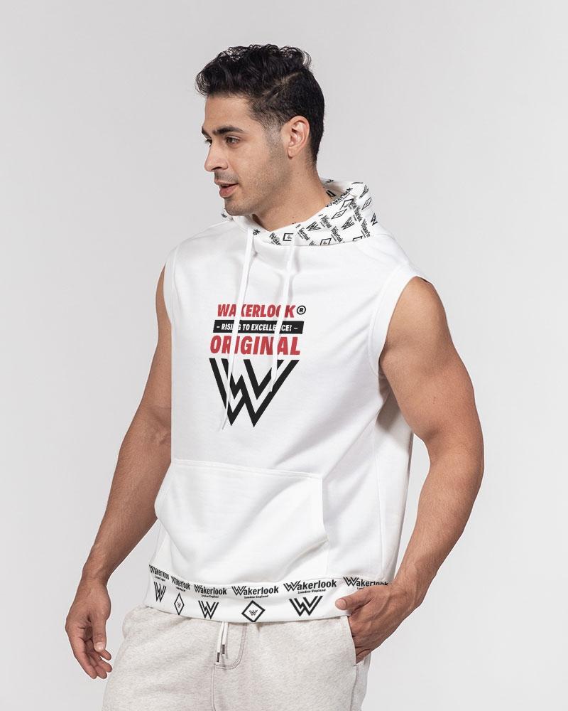 Men's Premium Wakerlook Heavyweight Sleeveless Hoodie in a stylish design, featuring an adjustable drawstring hood and front pocket.