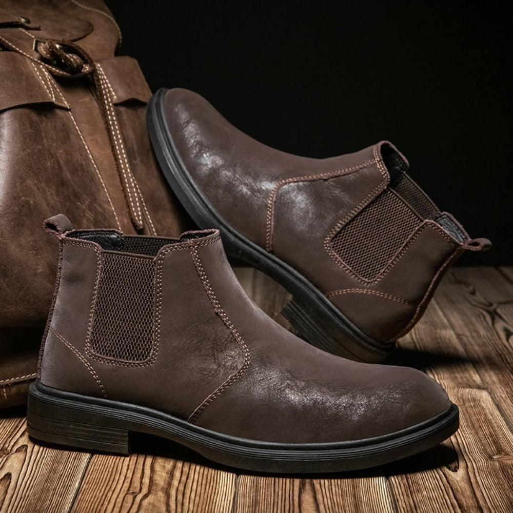 Men's Vegan Leather Angle Boots showcasing stylish design and high-quality vegan leather material.